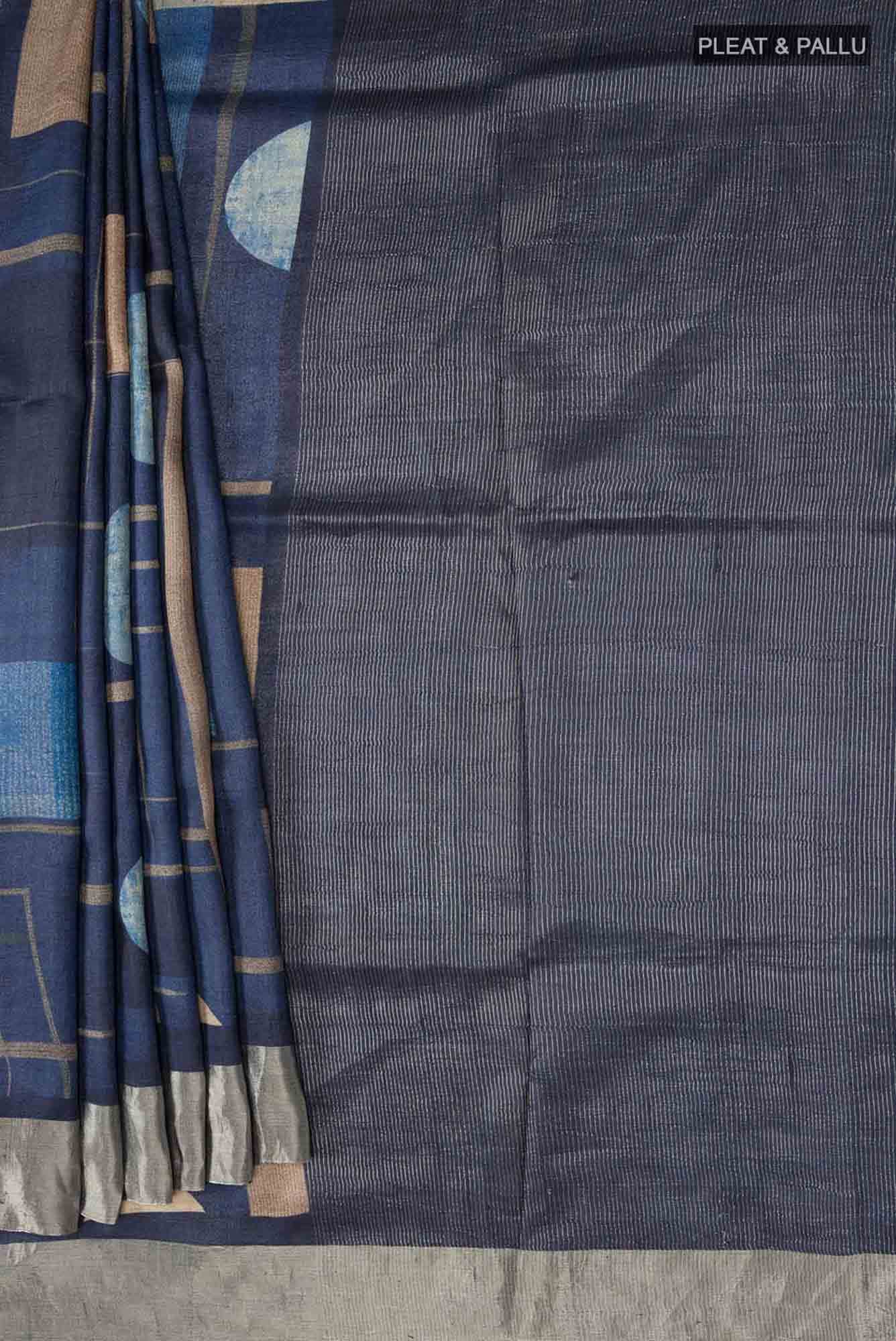 Blue Bhagalpuri Tussar Silk Saree