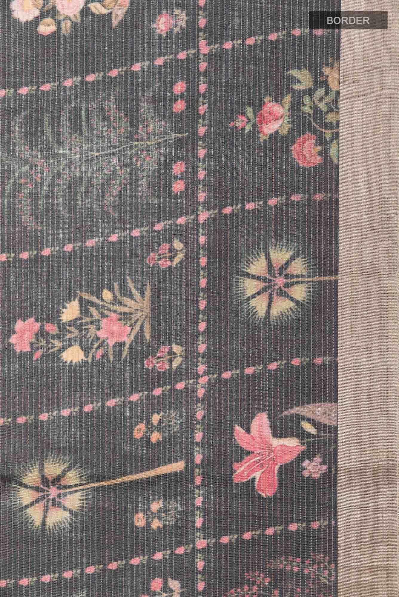Black Tussar Saree