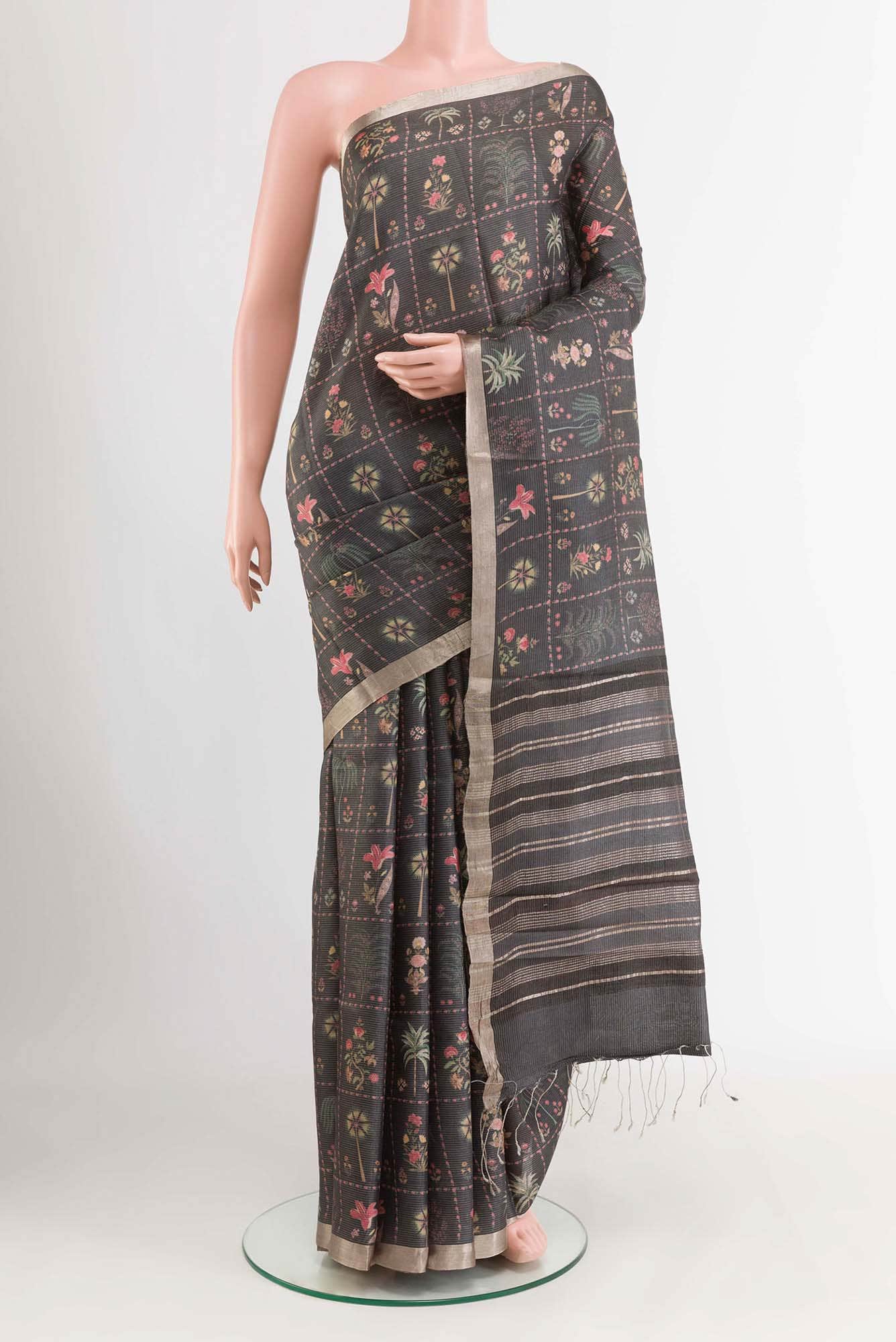 Black Tussar Saree