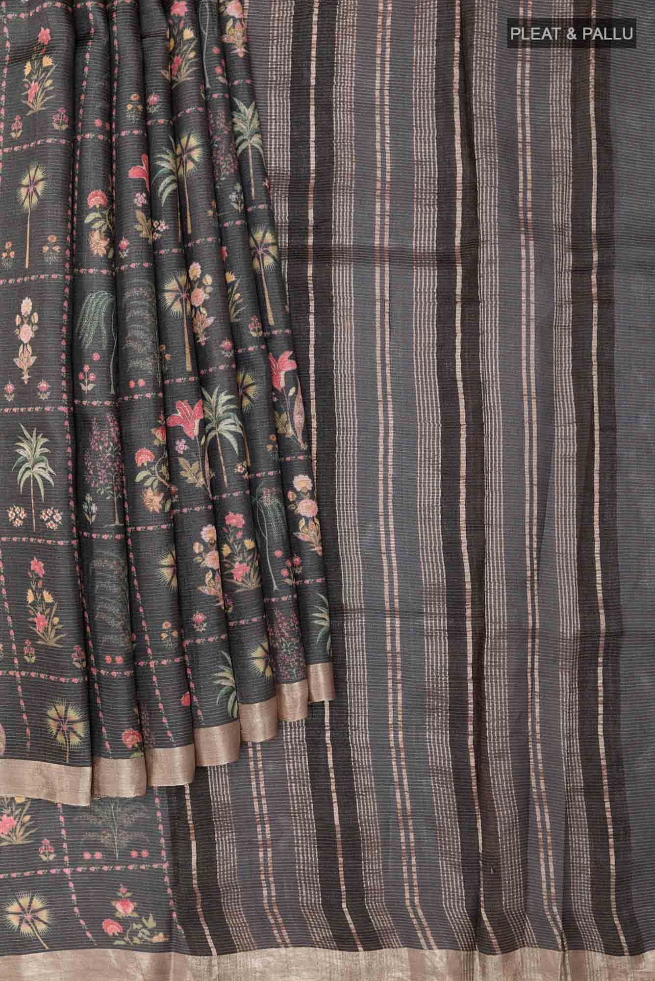Black Tussar Saree