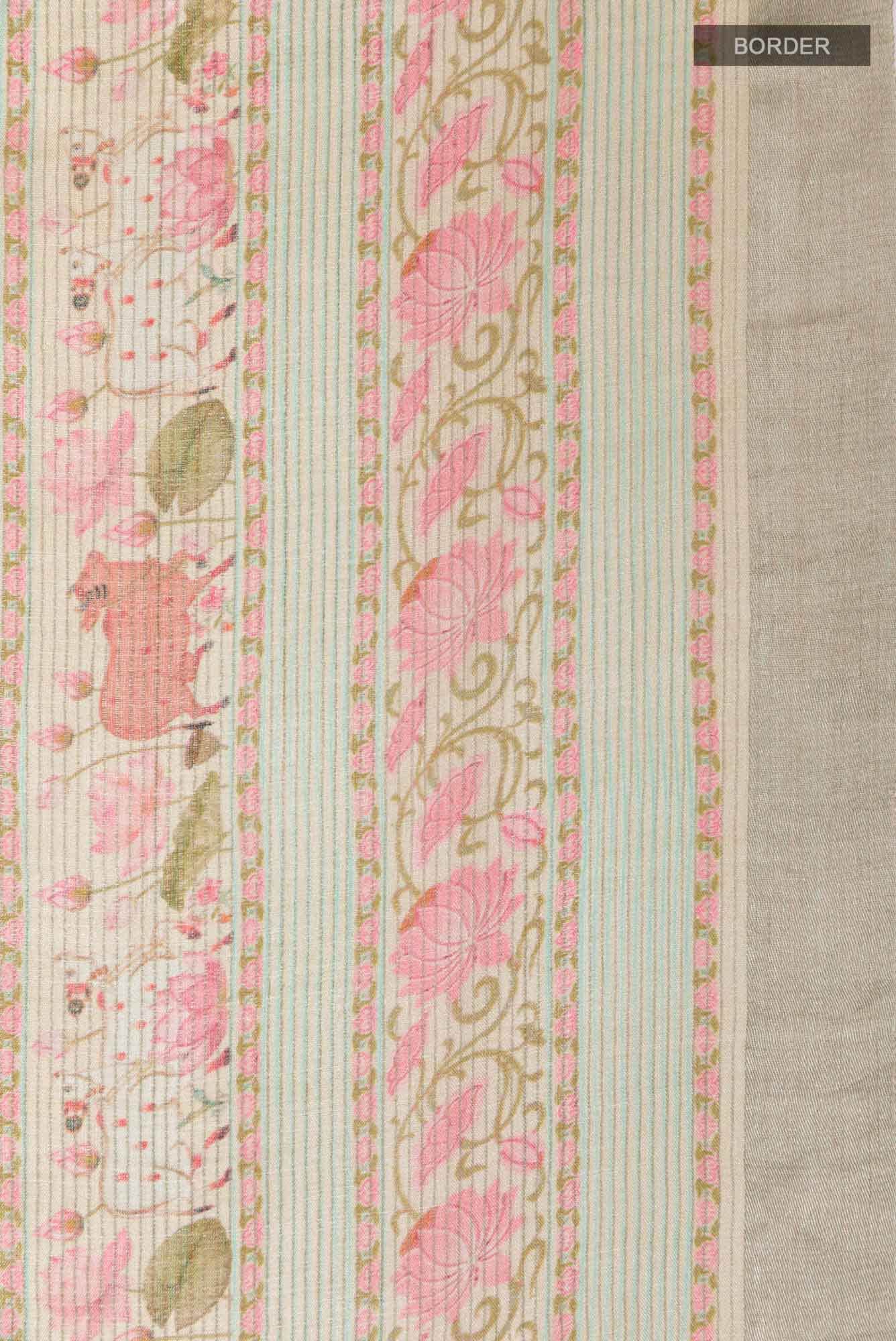 Off White Tussar Saree