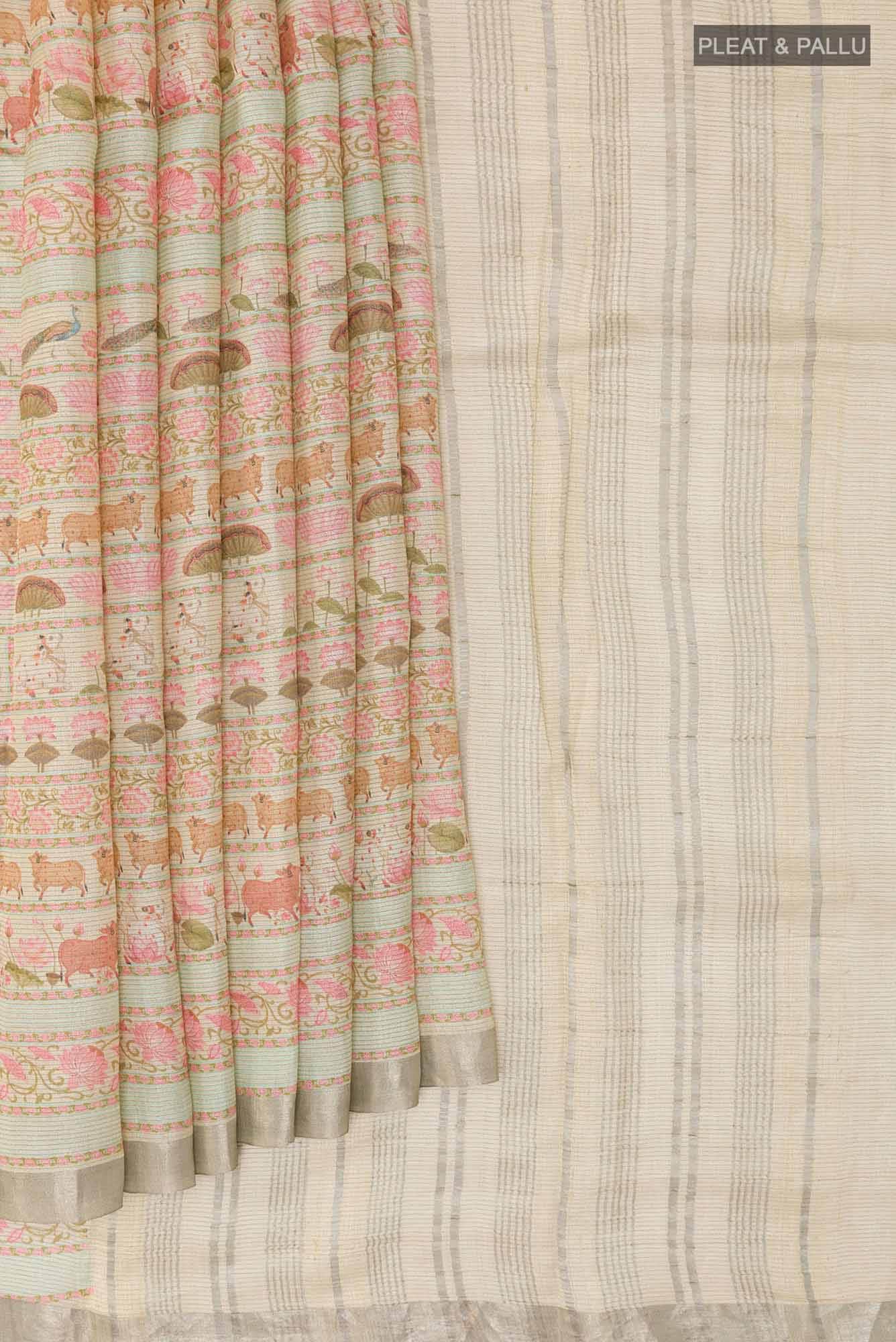Off White Tussar Saree
