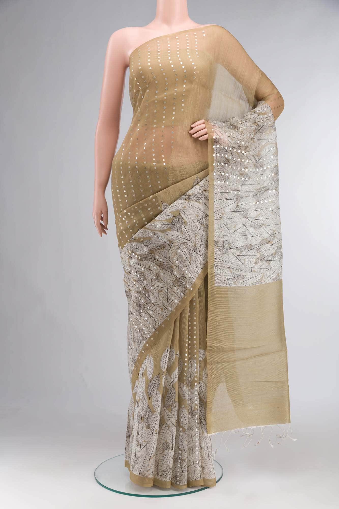 Green Bhagalpuri Tussar Silk Saree