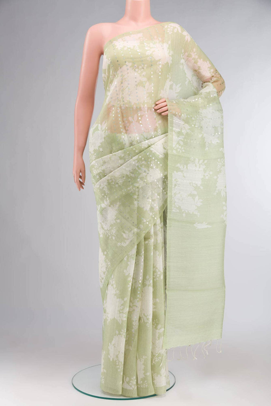 Light Green Bhagalpuri Tussar Silk Saree