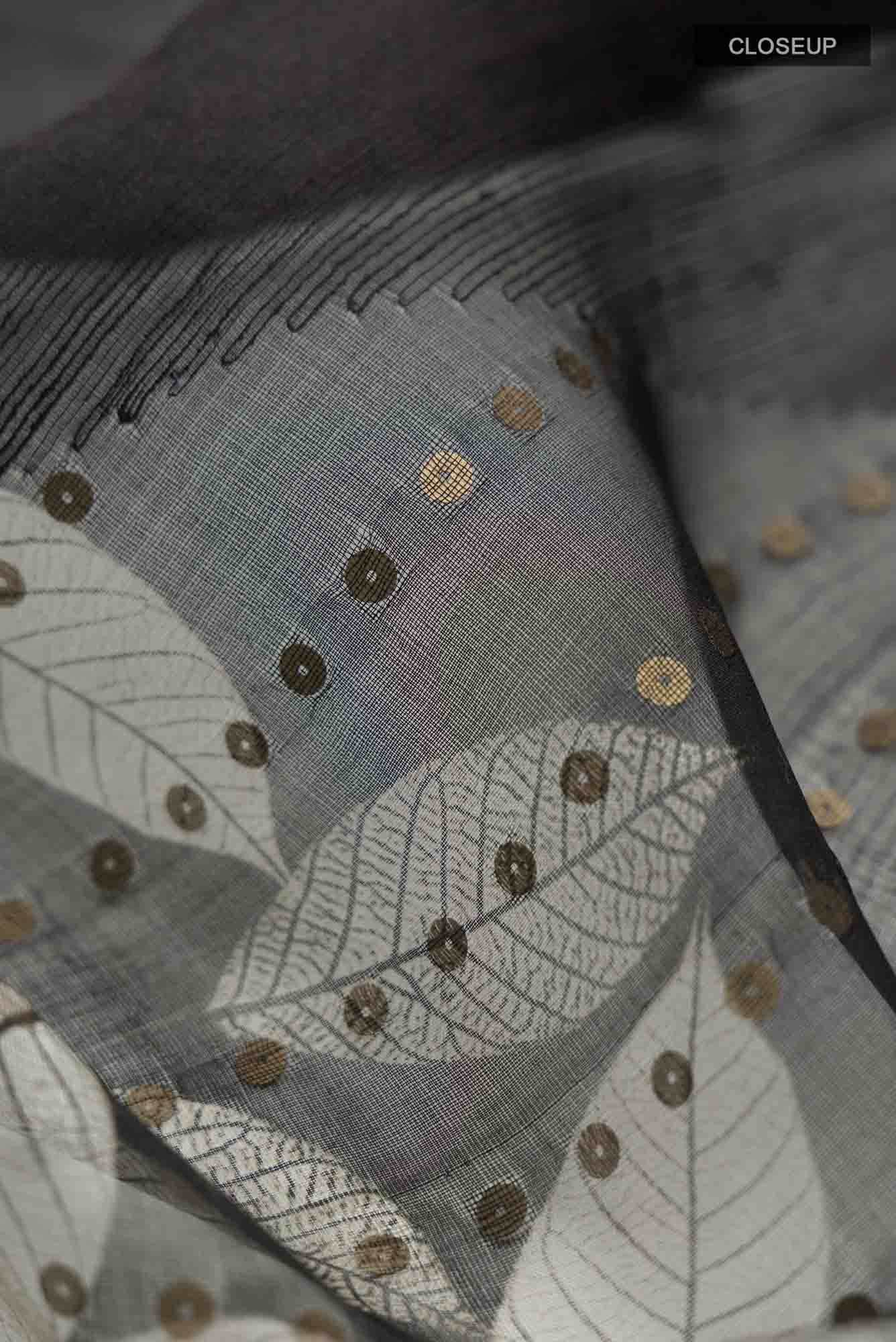 Black Bhagalpuri Tussar Silk Saree