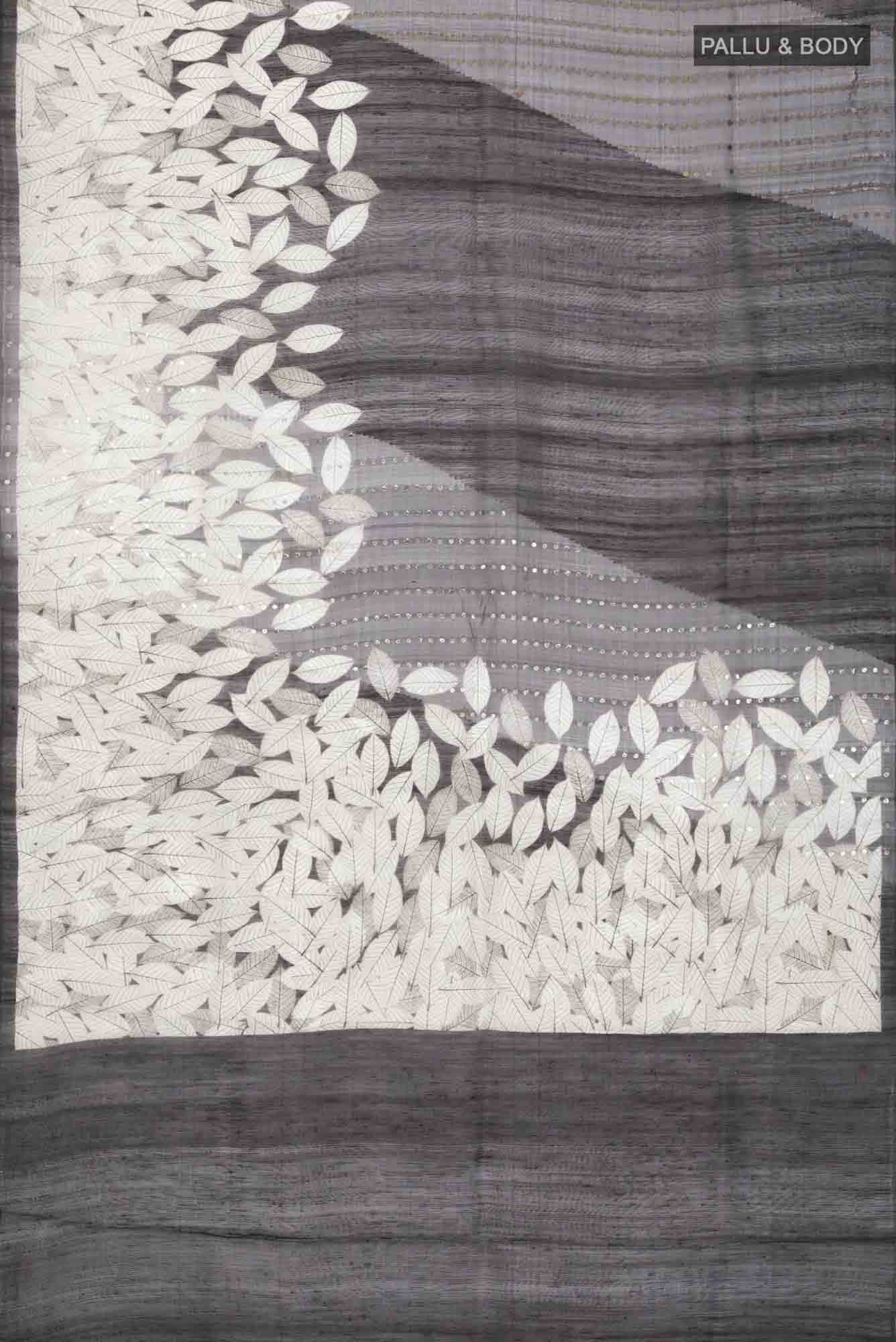 Black Bhagalpuri Tussar Silk Saree