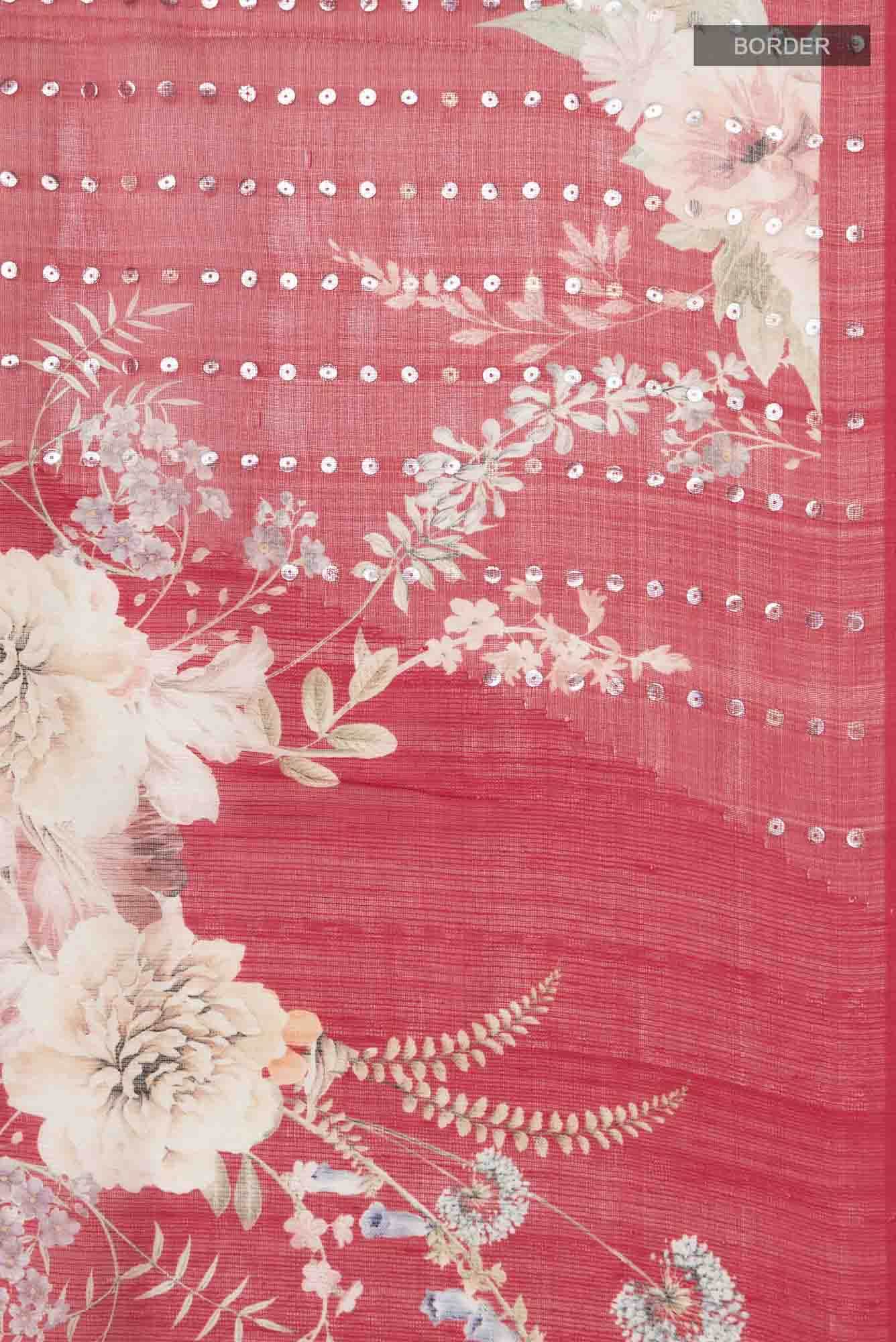 Red Bhagalpuri Tussar Silk Saree