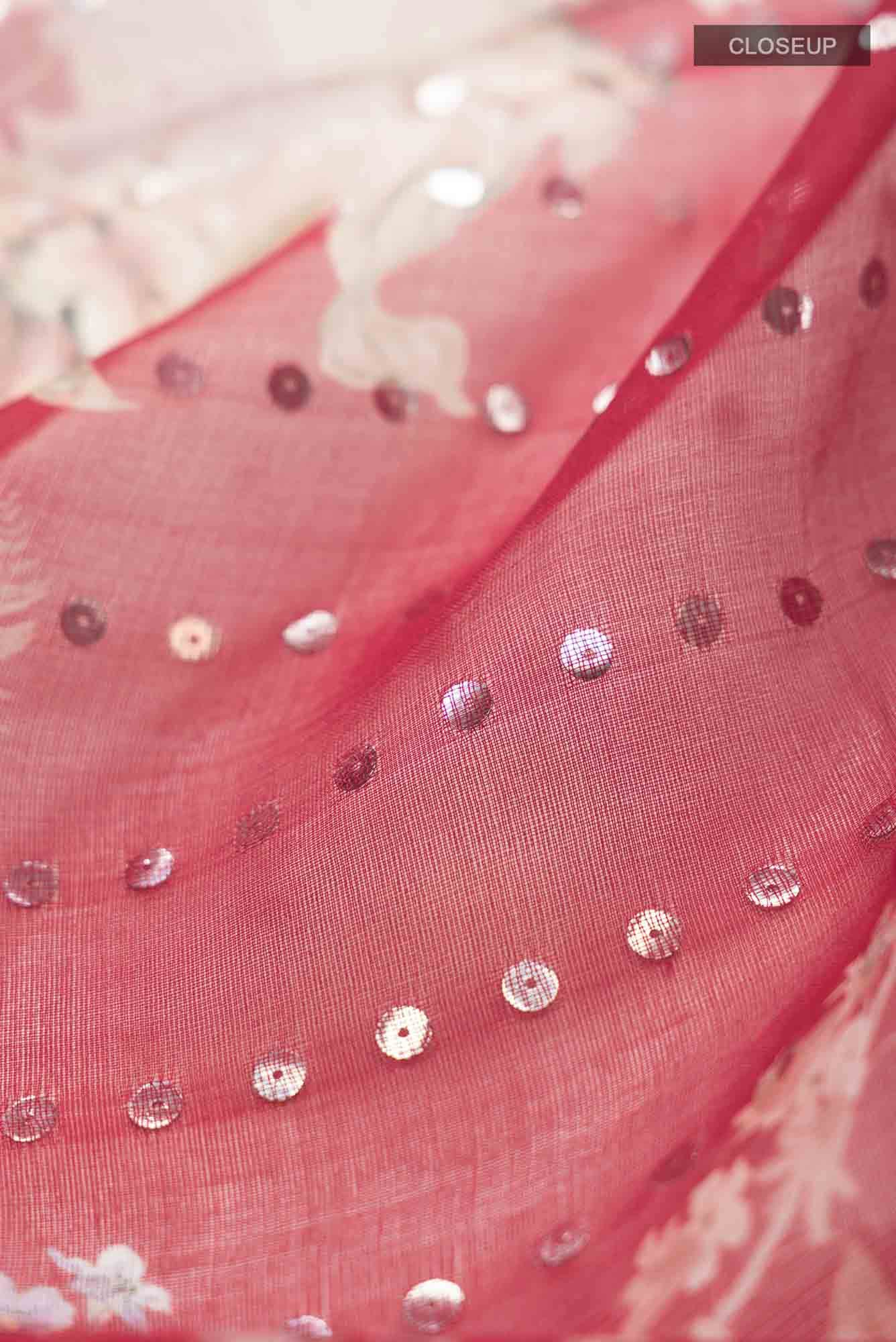 Red Bhagalpuri Tussar Silk Saree