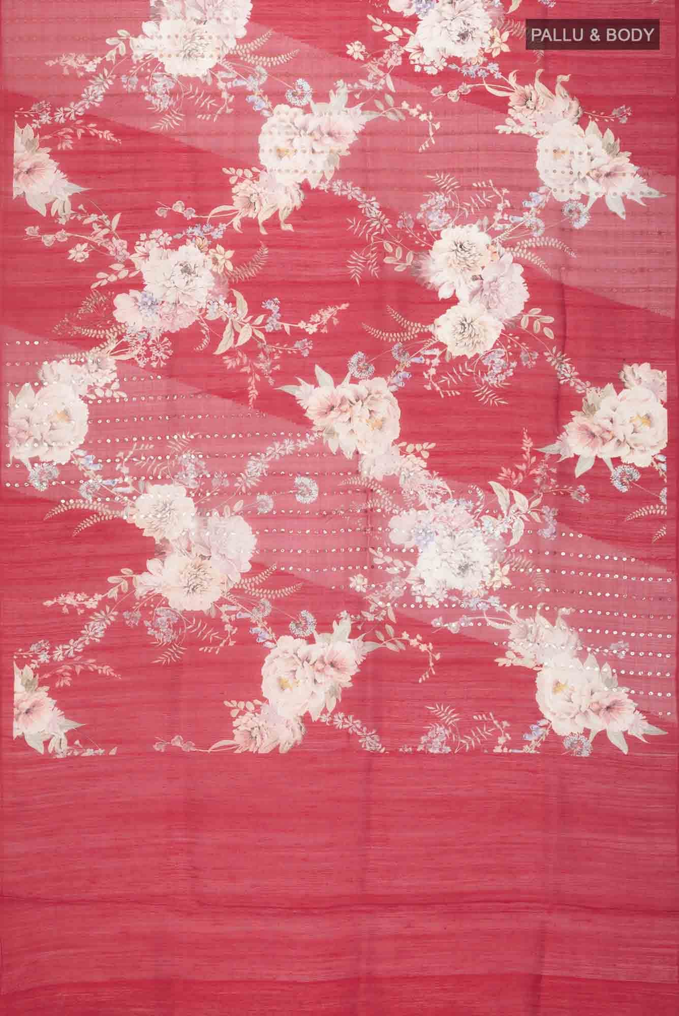 Red Bhagalpuri Tussar Silk Saree
