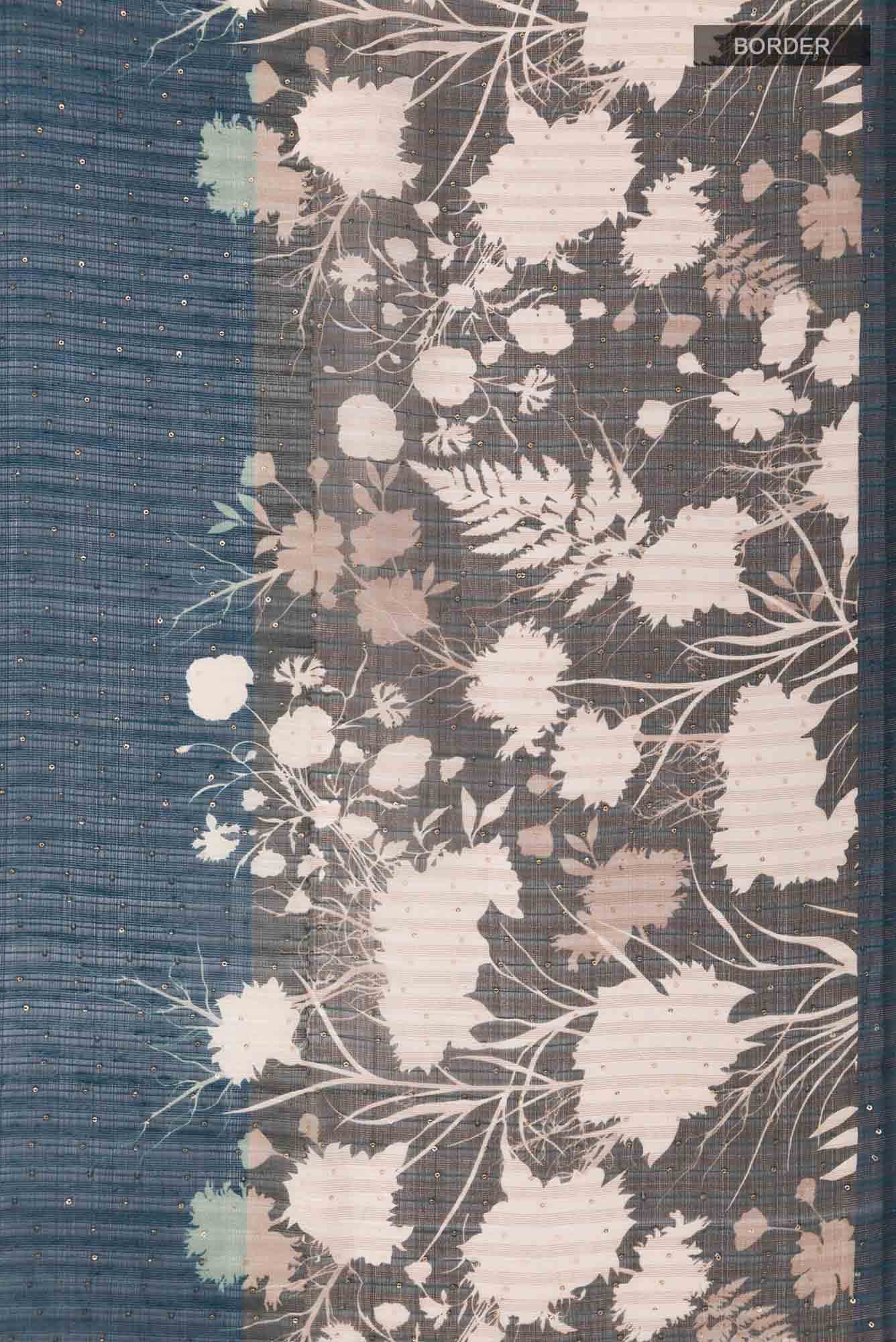 Blue Tussar Saree