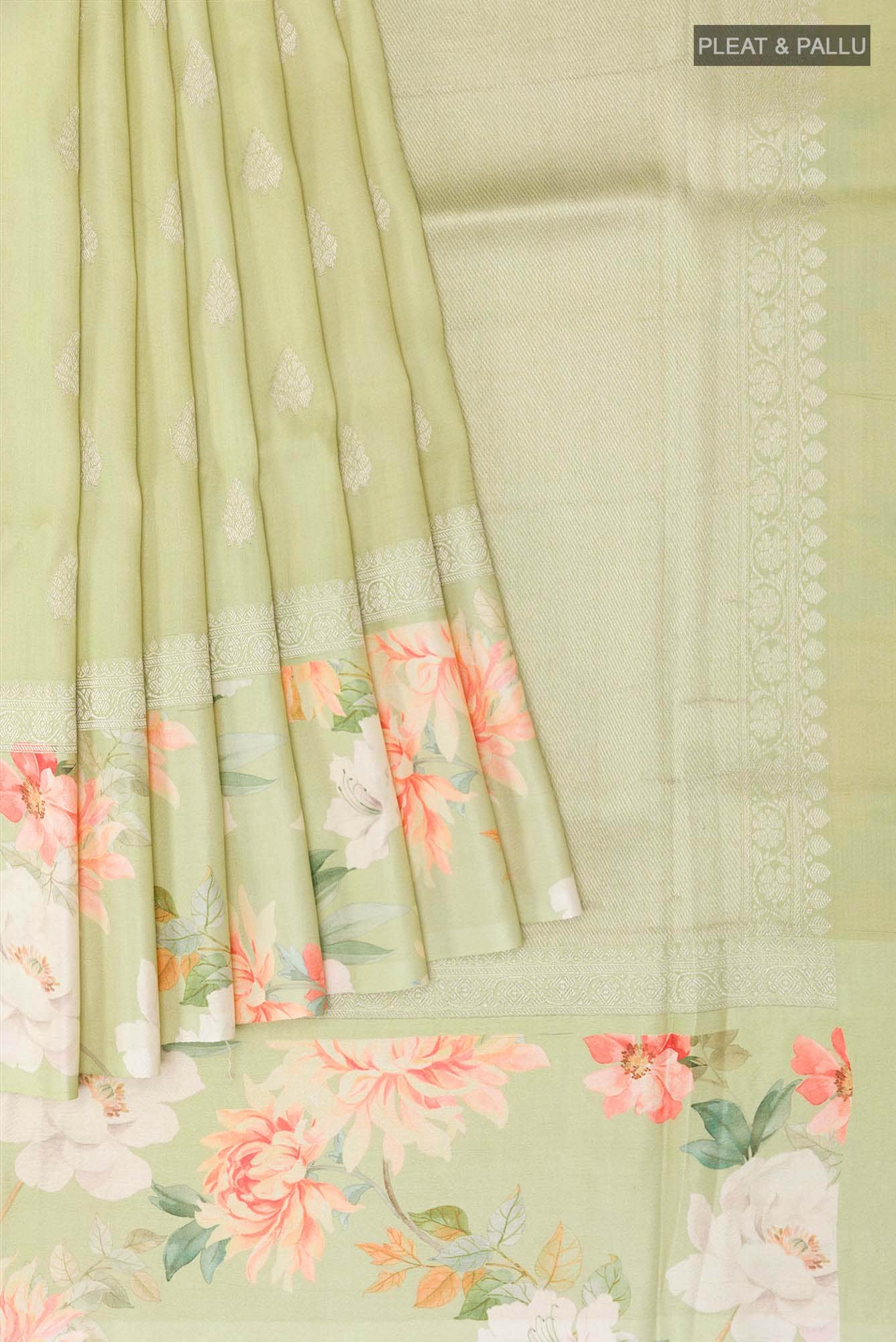 Light Green Tussar Saree