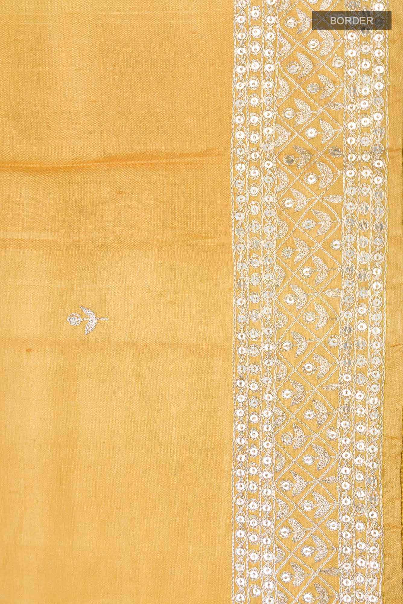 Yellow Bhagalpuri Tussar Silk Saree