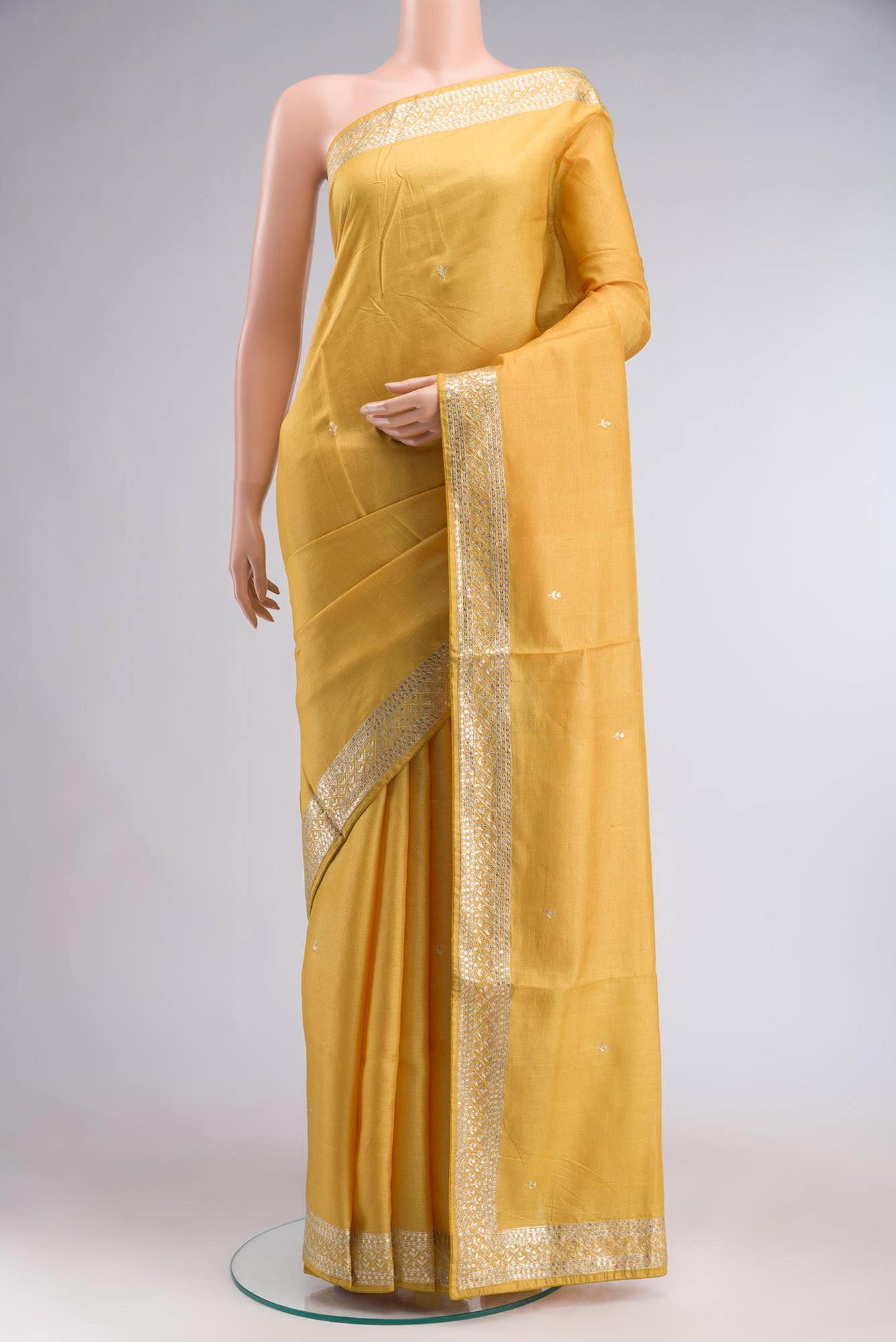Yellow Bhagalpuri Tussar Silk Saree