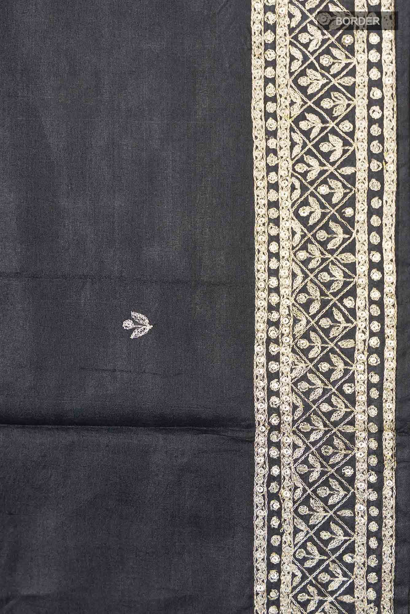 Black Bhagalpuri Tussar Silk Saree