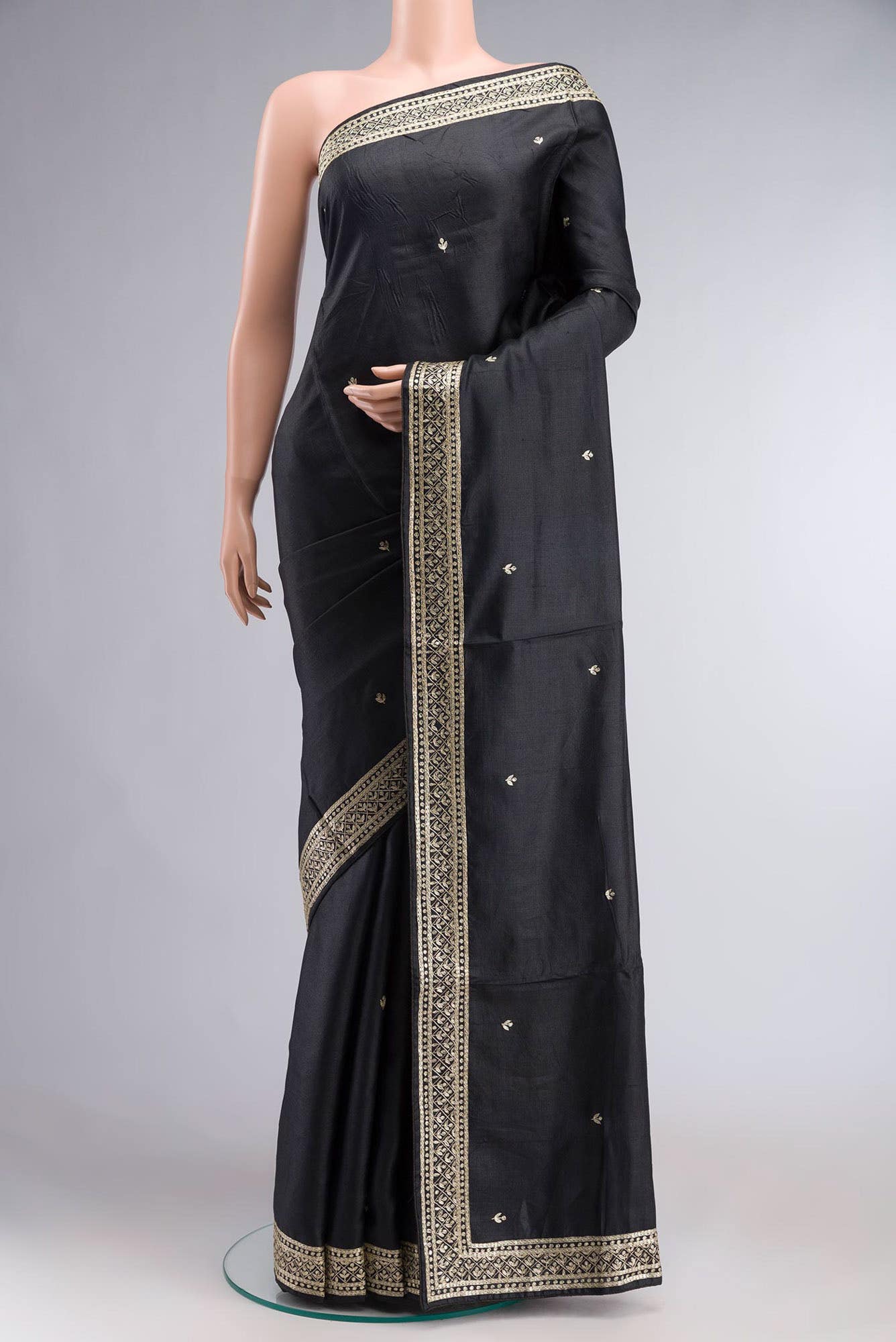 Black Bhagalpuri Tussar Silk Saree