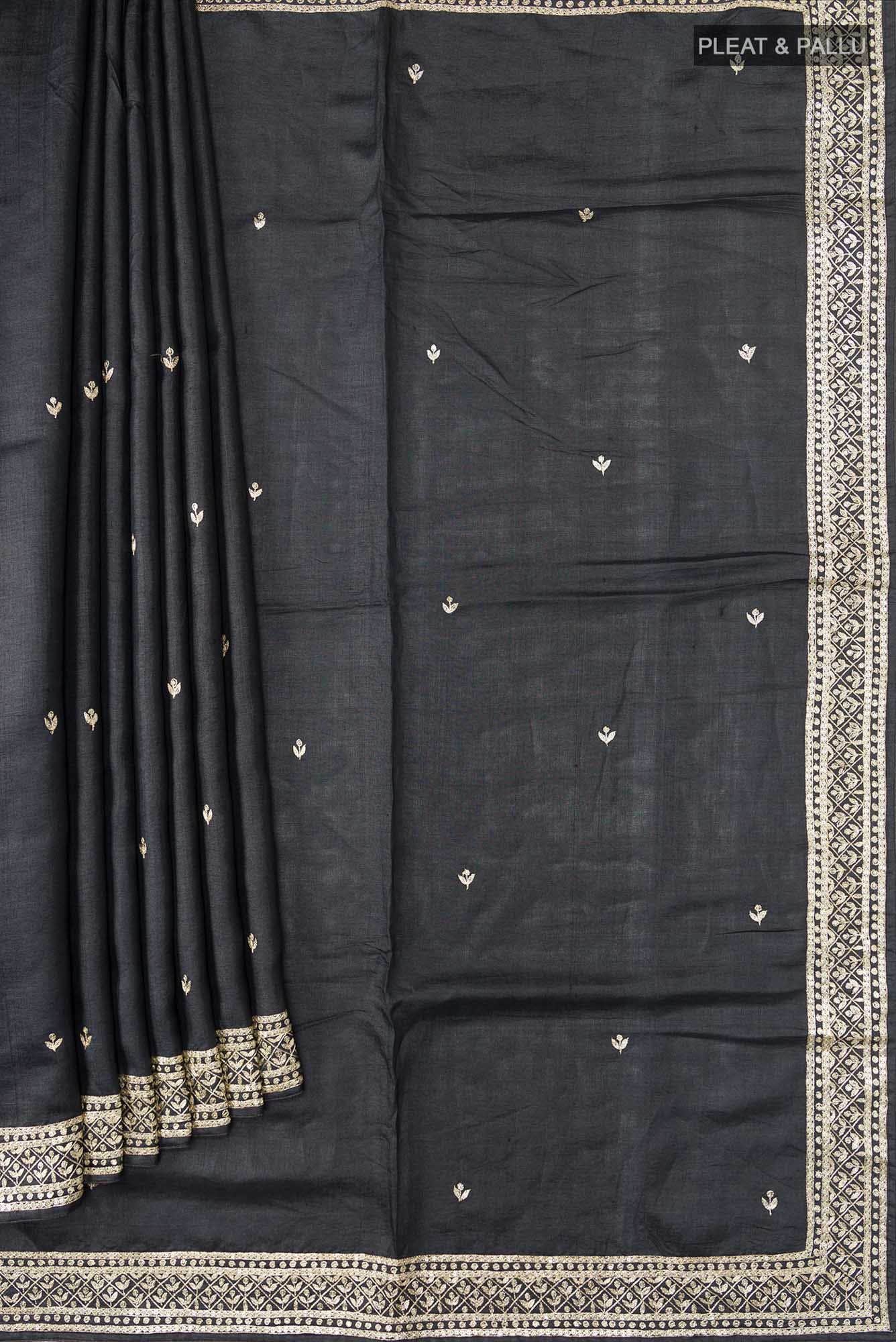 Black Bhagalpuri Tussar Silk Saree