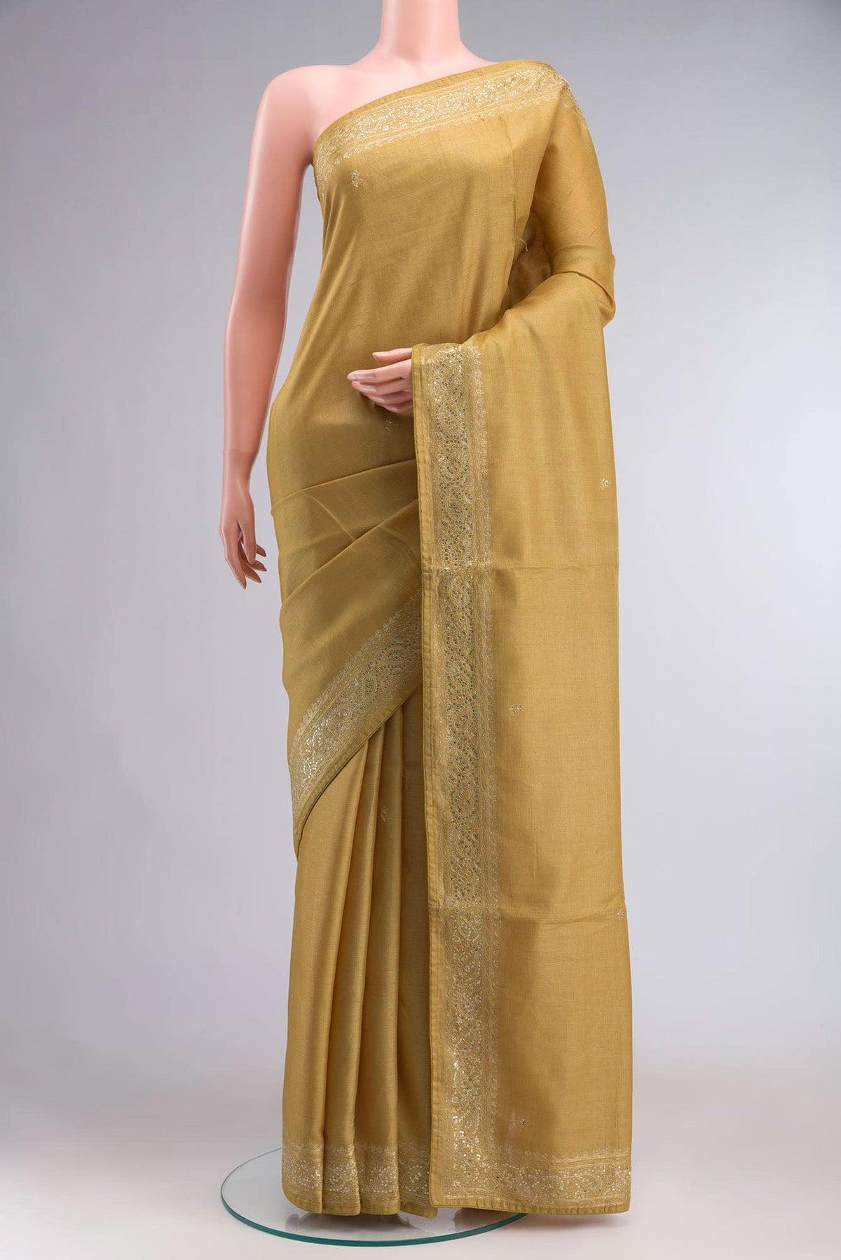 Beige Bhagalpuri Tussar Silk Saree