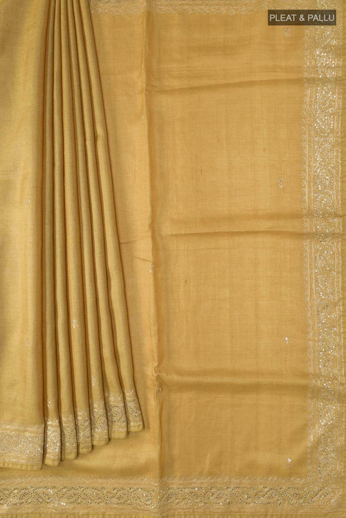 Beige Bhagalpuri Tussar Silk Saree