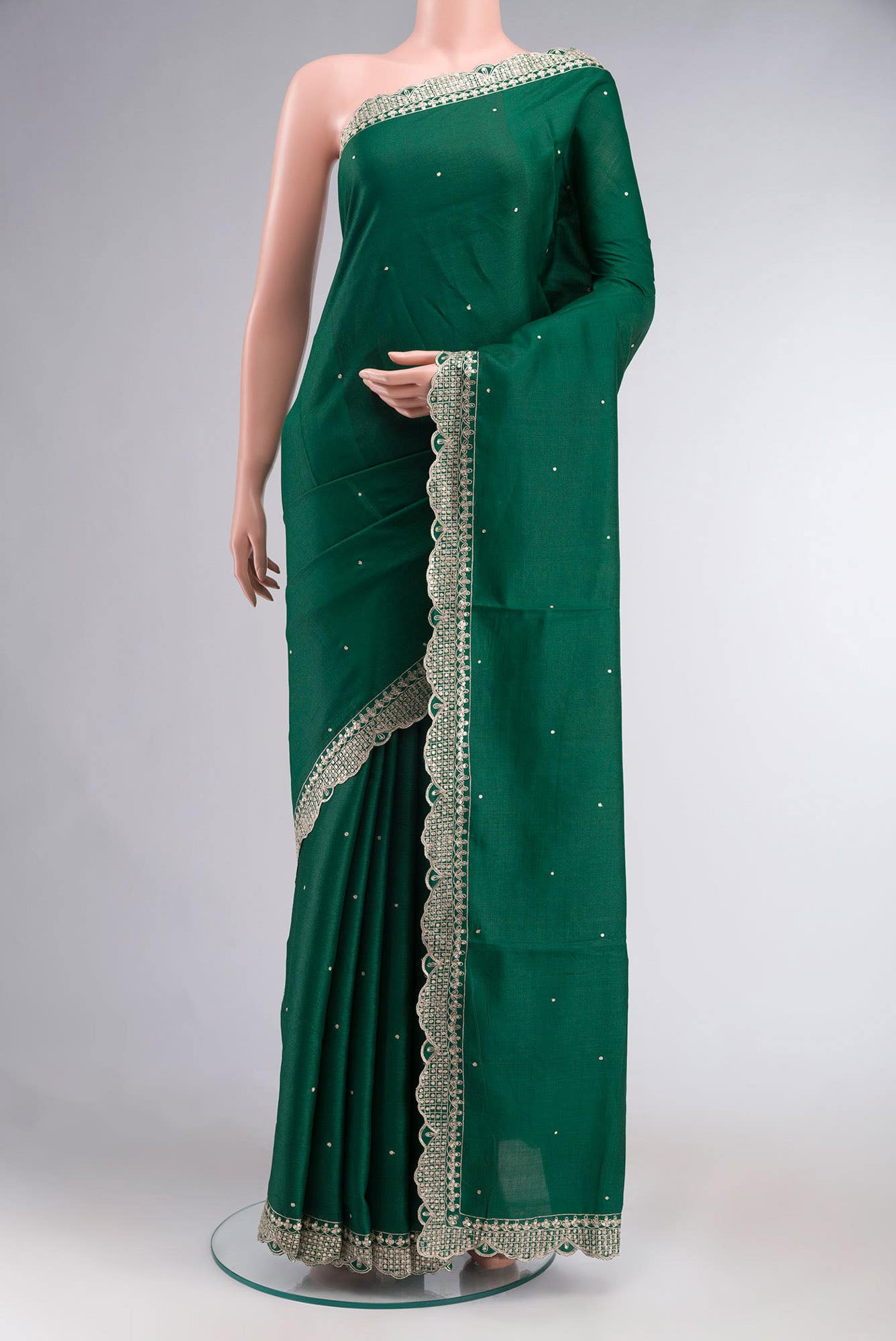 Green Bhagalpuri Tussar Silk Saree