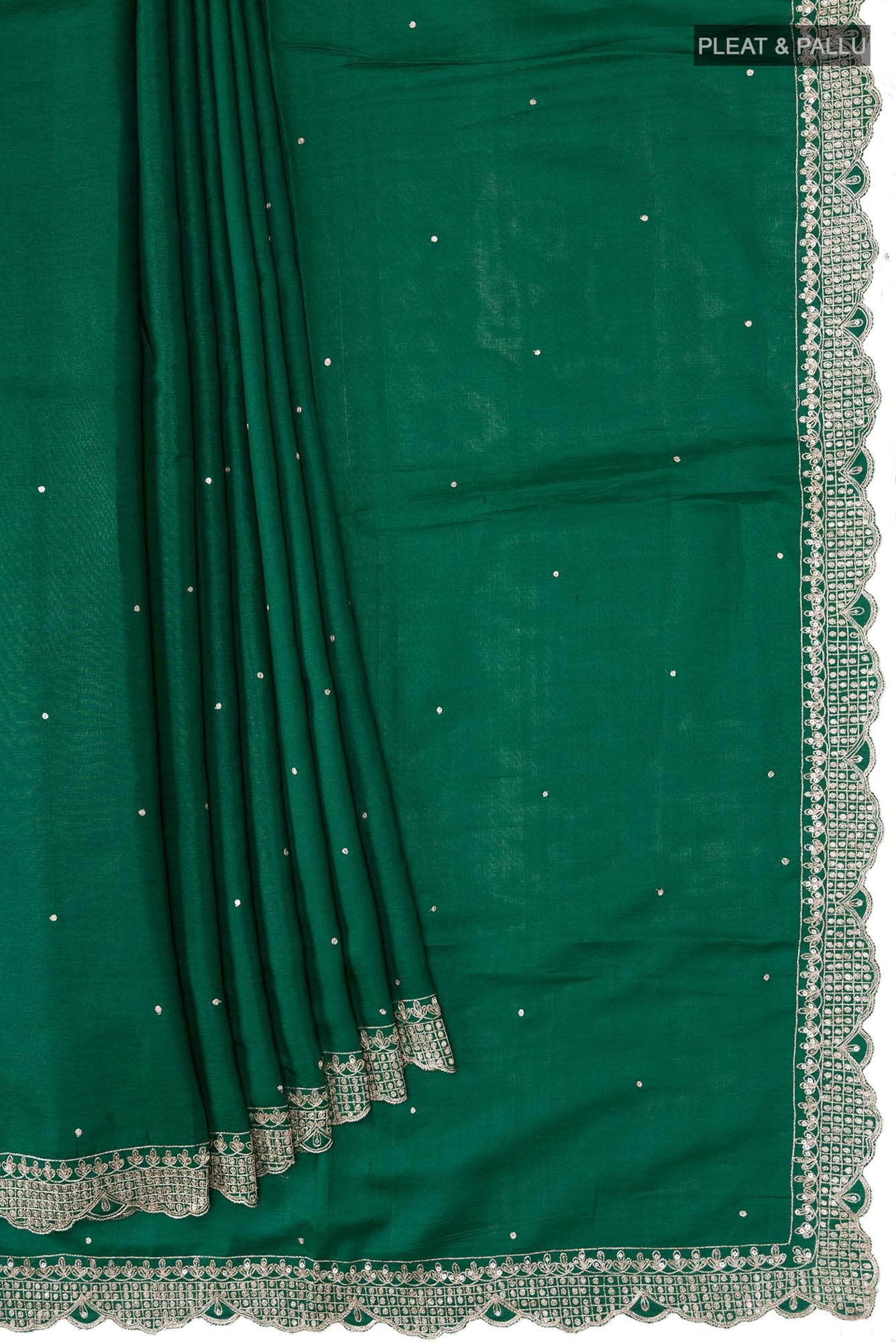 Green Bhagalpuri Tussar Silk Saree