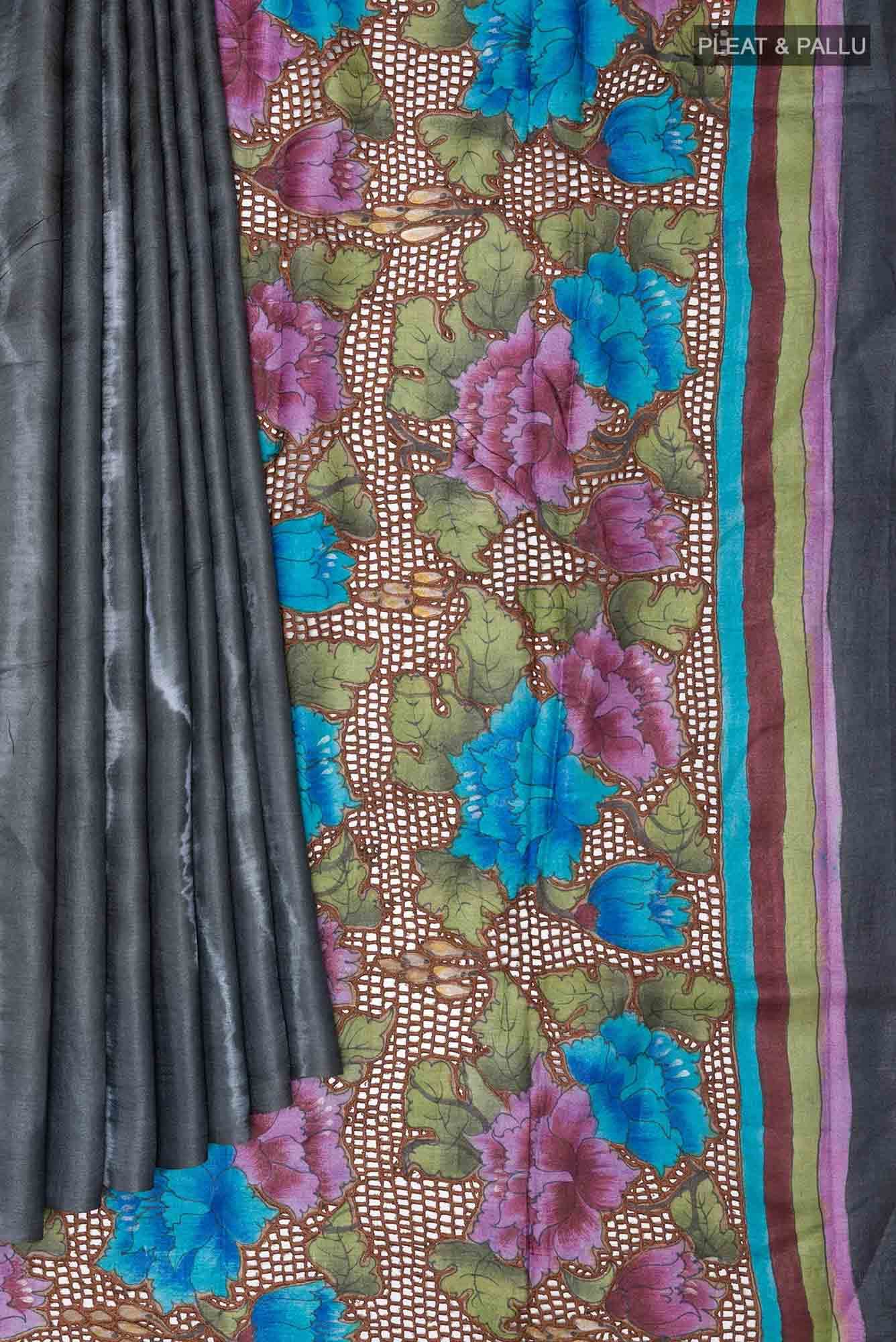 Grey Tussar Saree
