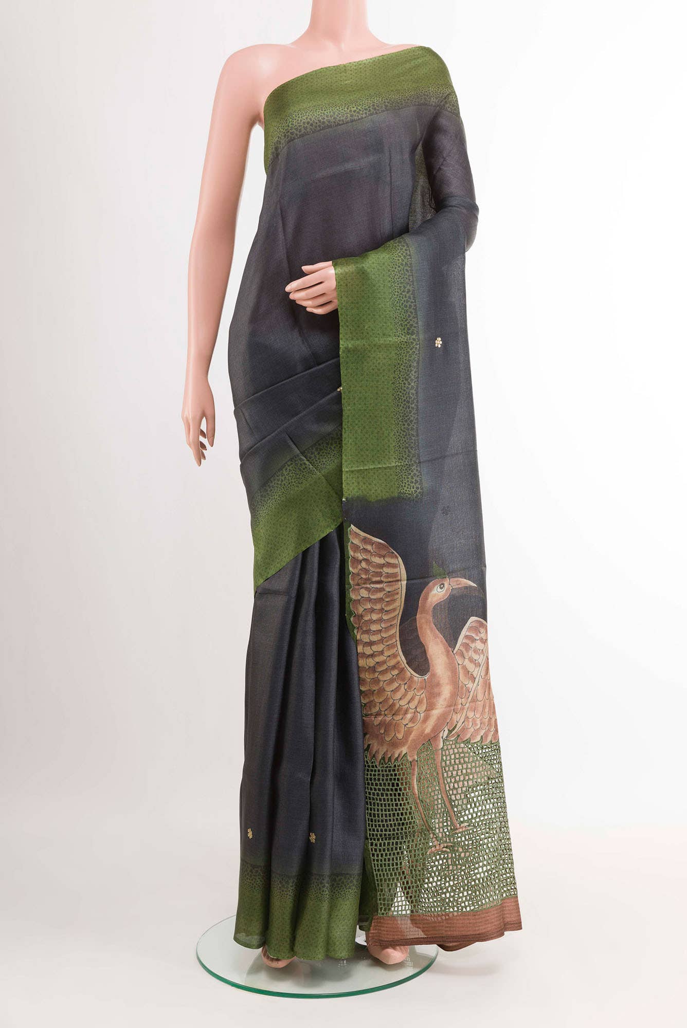 Black Tussar Saree