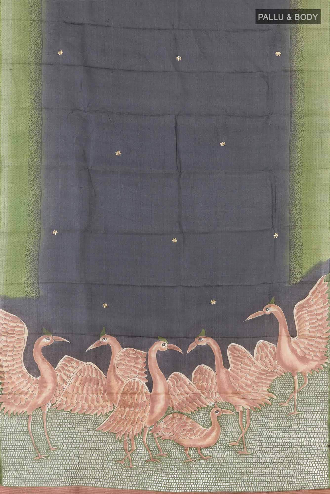 Black Tussar Saree