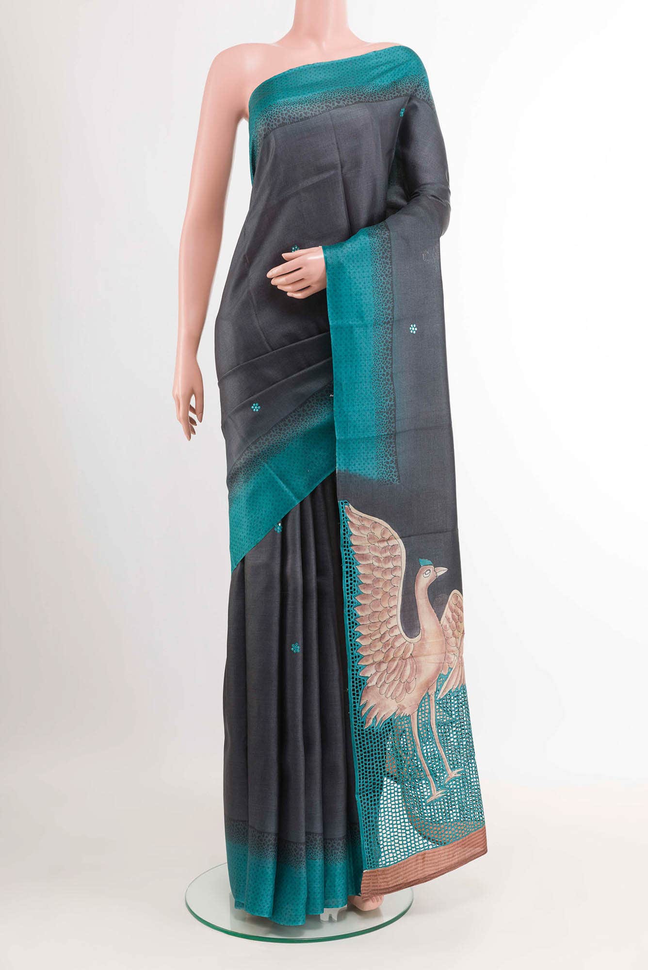 Black Tussar Saree