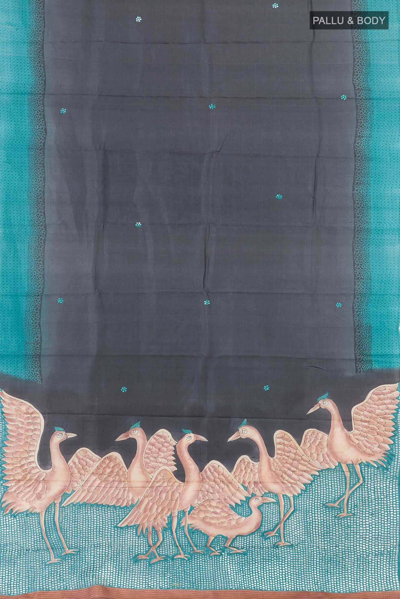 Black Tussar Saree