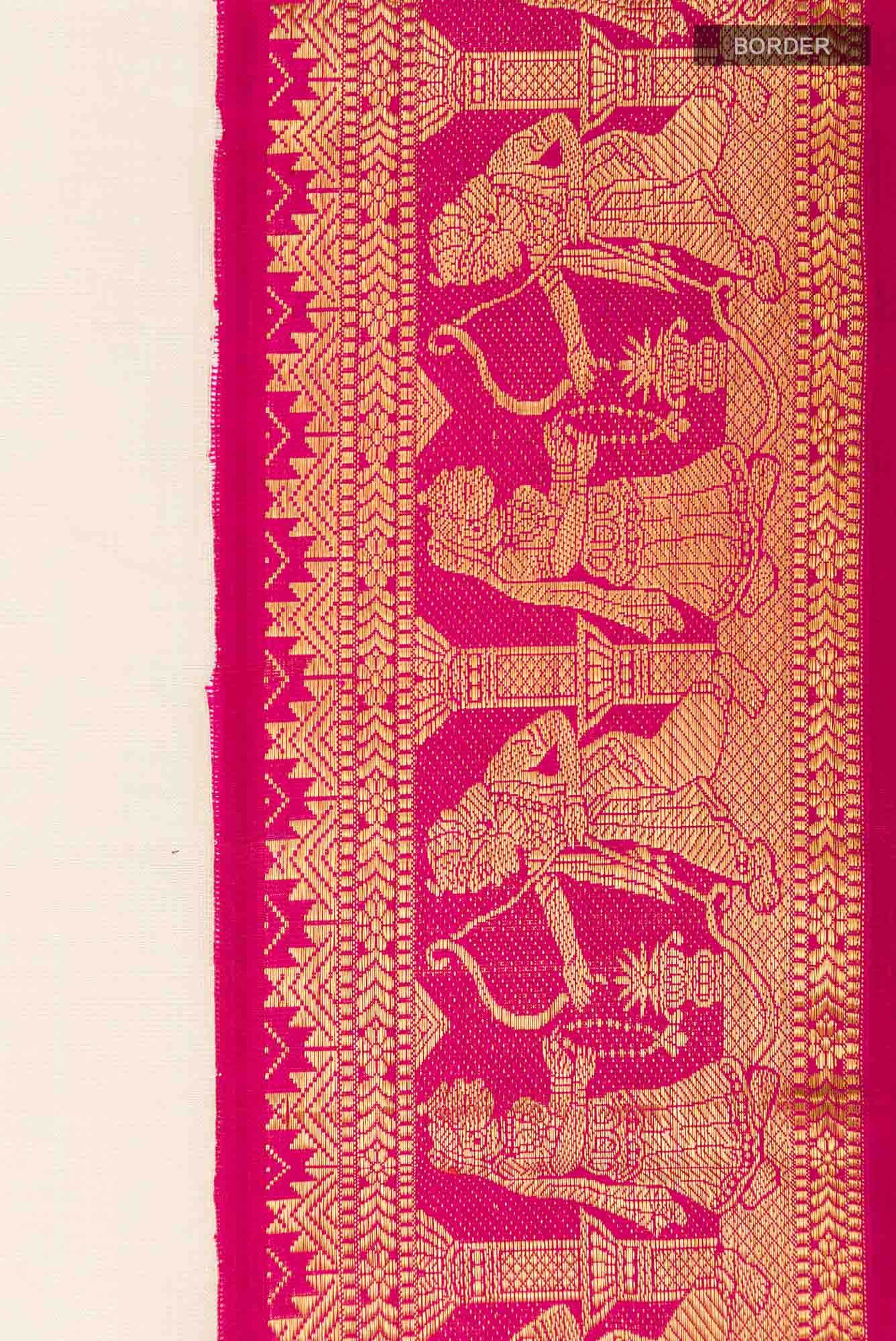 Off White Kanchipuram Silk Saree