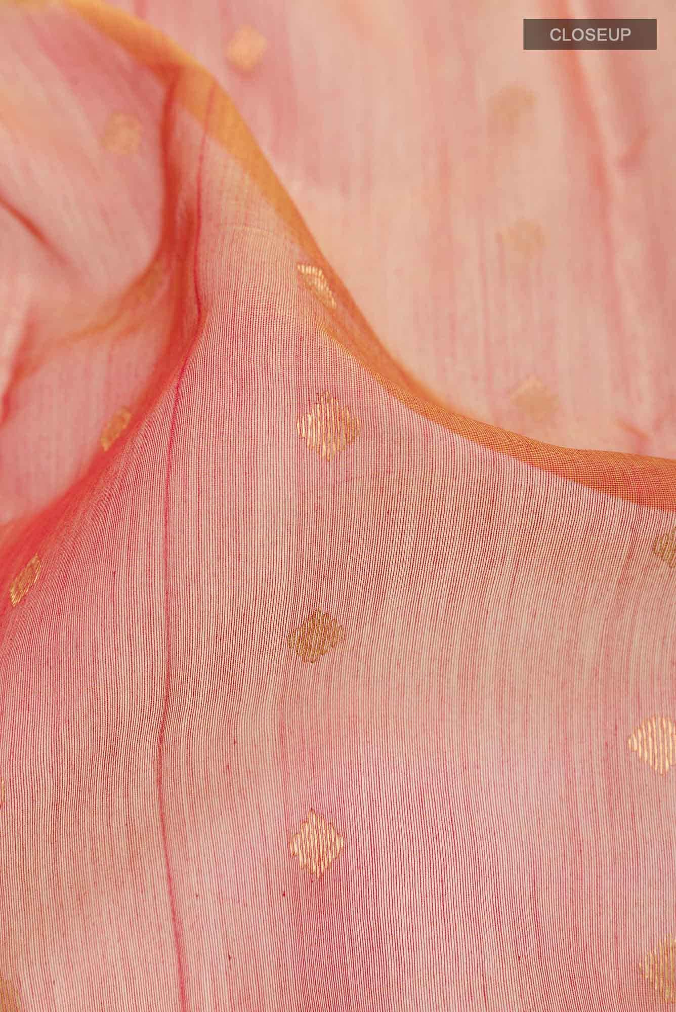 Pink Dual Tone Blended Chanderi Silk Cotton Saree