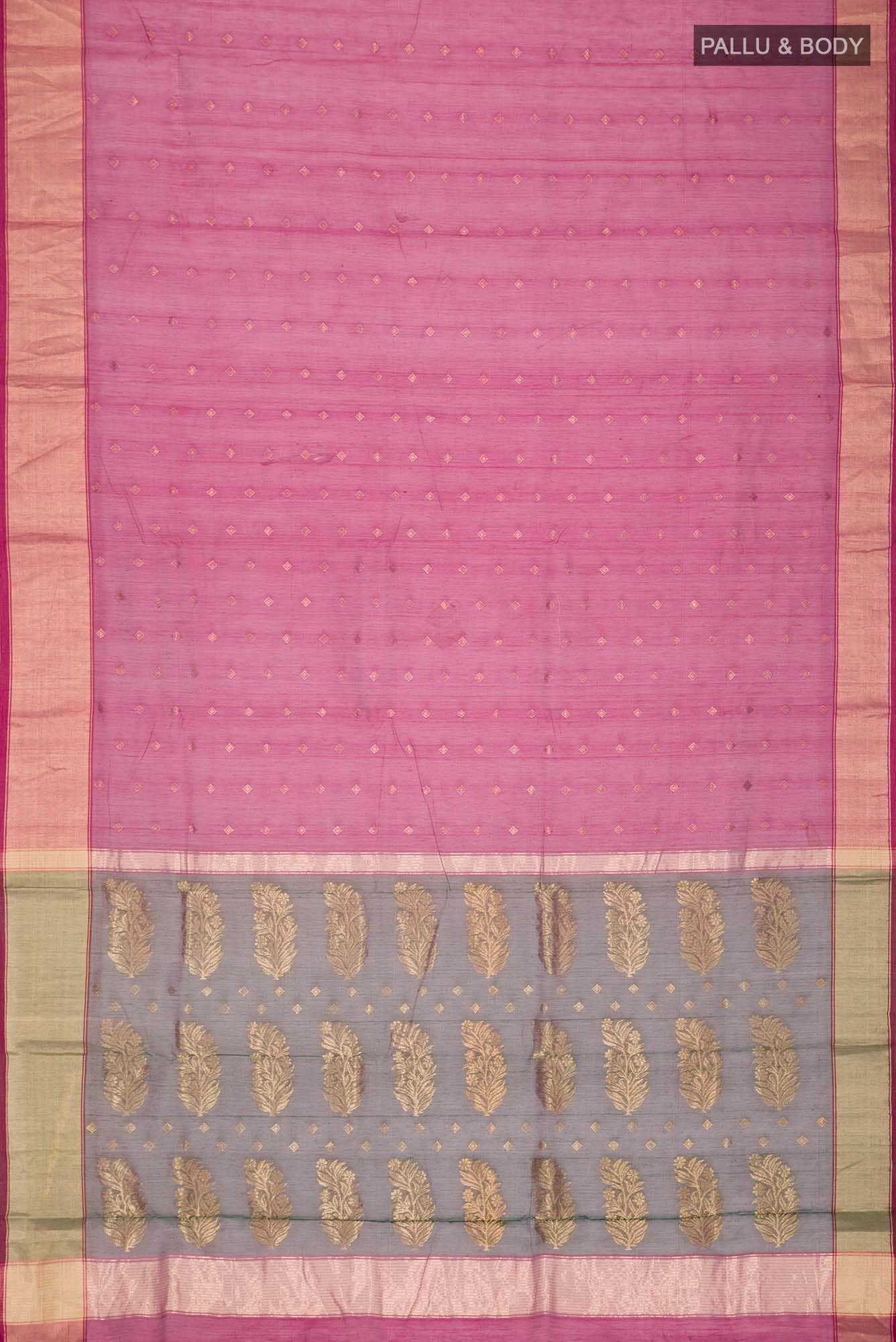 Dark Pink Chanderi Silk Cotton Saree