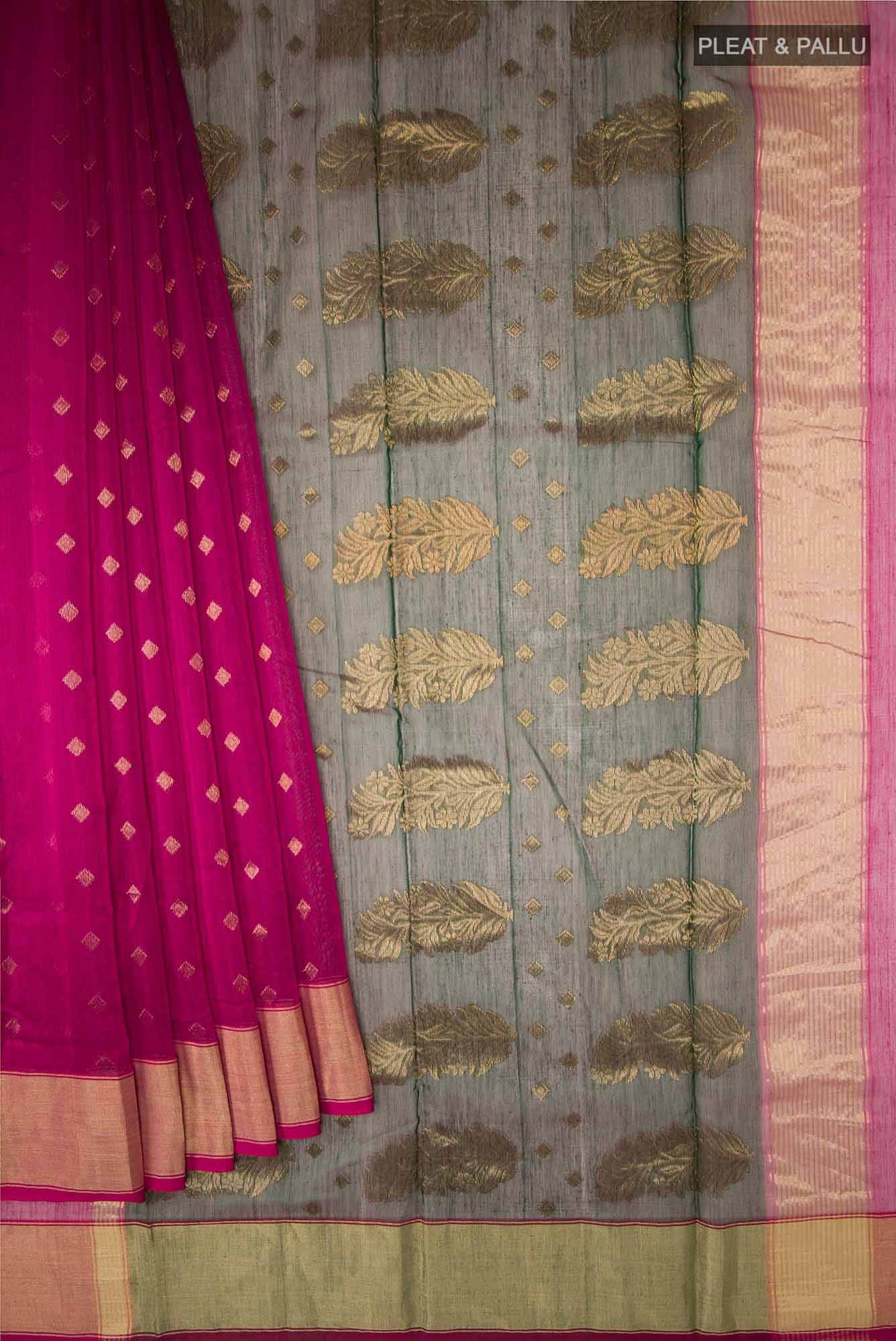 Dark Pink Chanderi Silk Cotton Saree