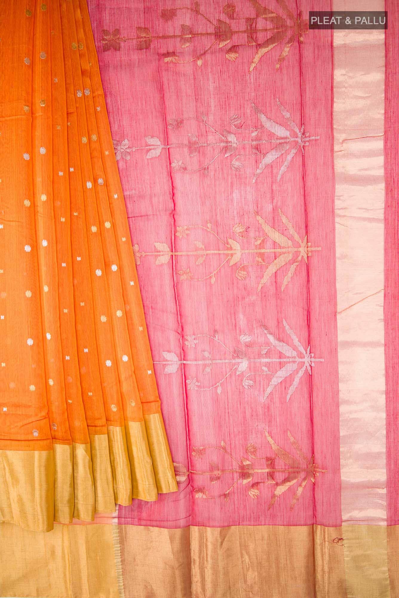 Orange Chanderi Silk Cotton Saree