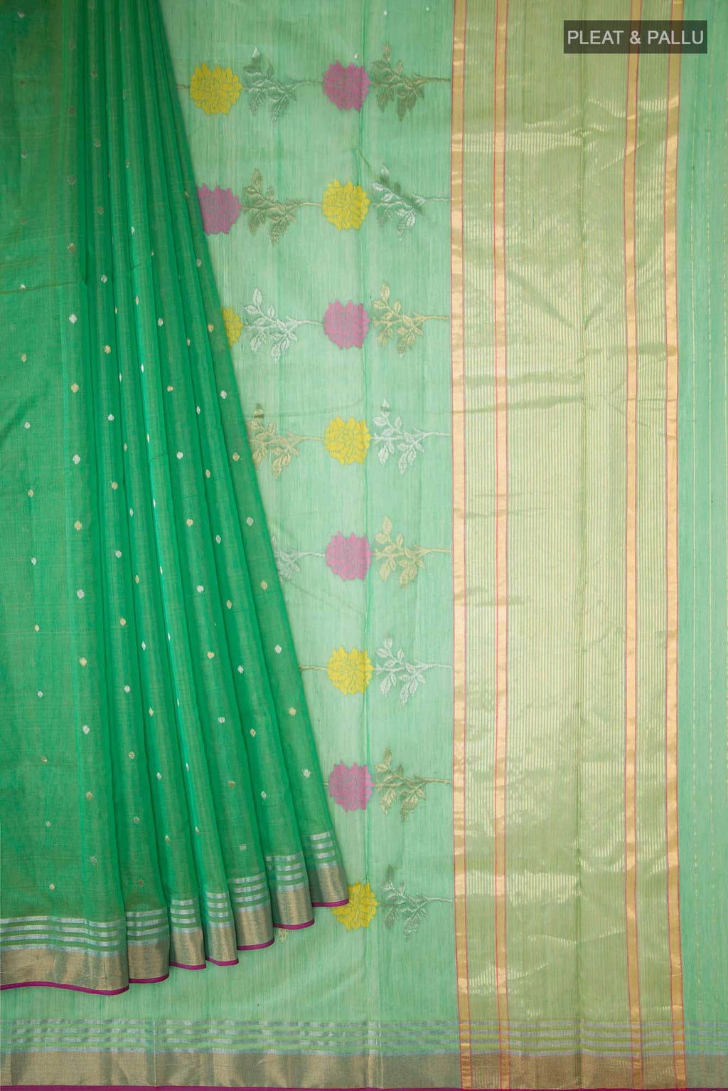 Green Chanderi Silk Cotton Saree