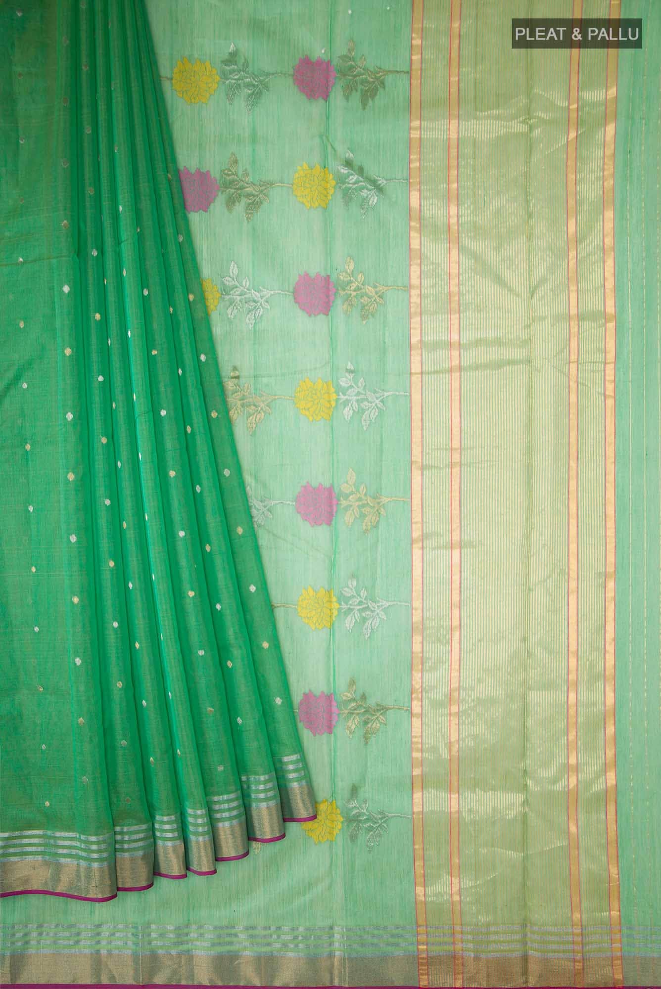 Green Chanderi Silk Cotton Saree