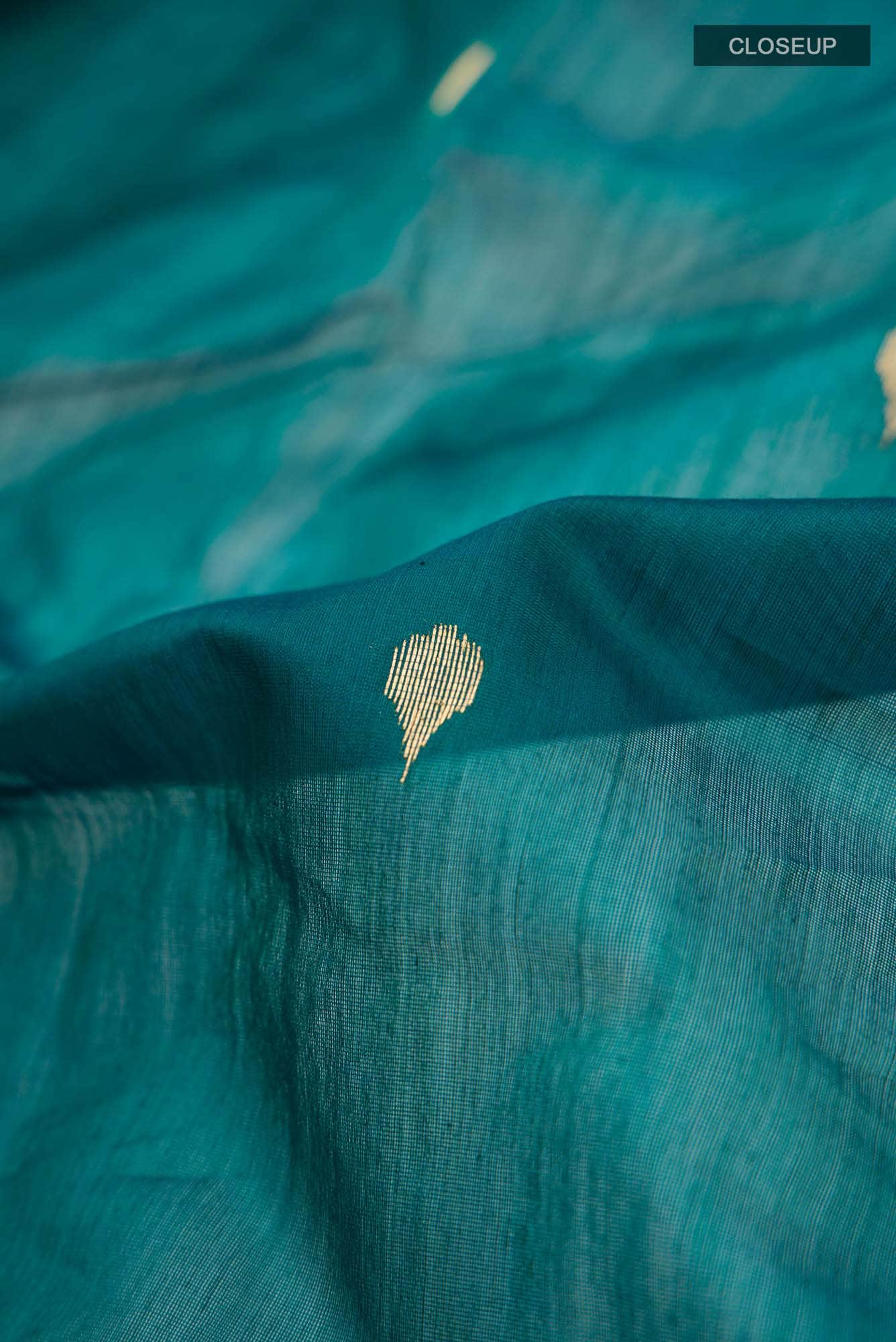 Peacock Blue Chanderi Silk Cotton Saree