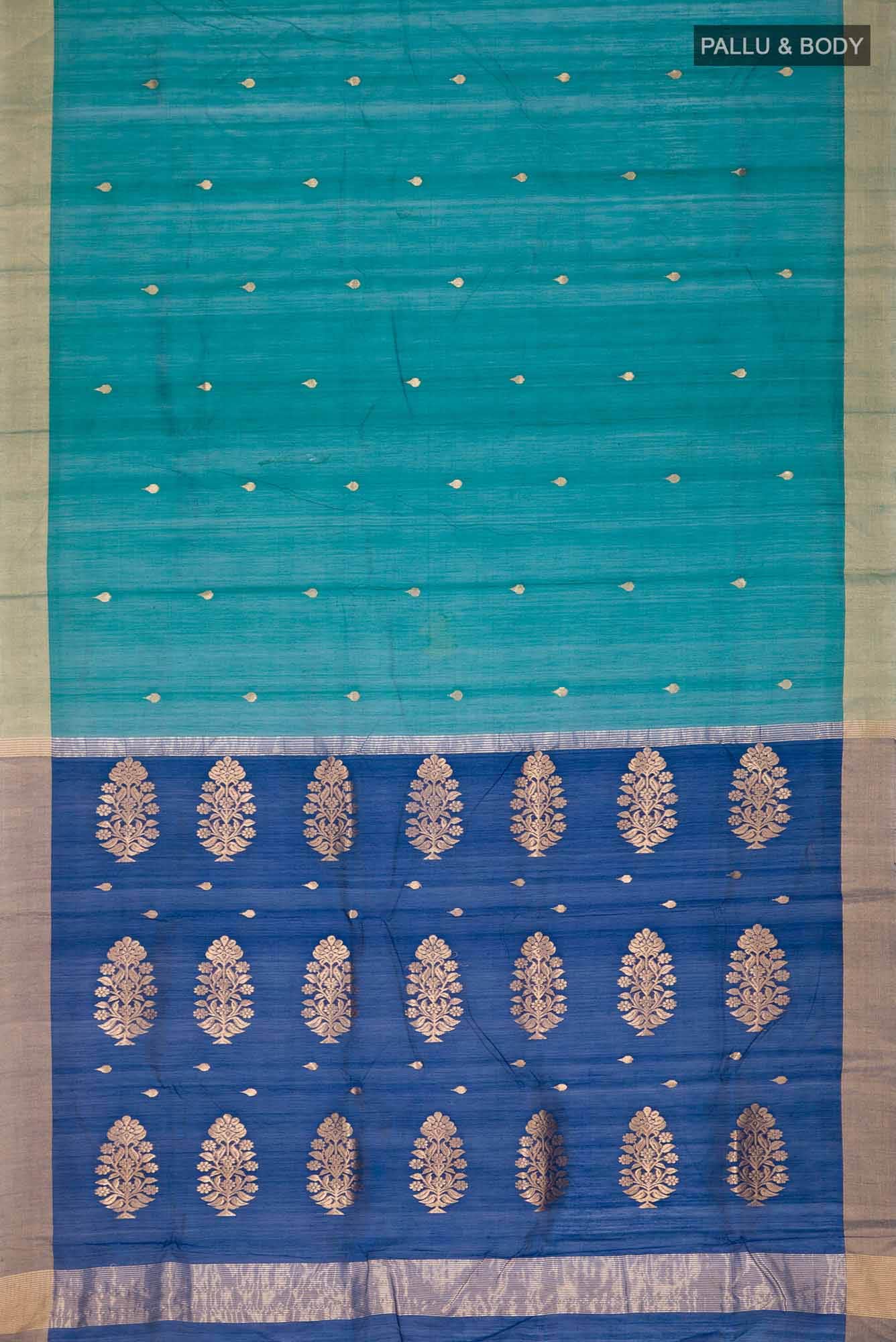 Peacock Blue Chanderi Silk Cotton Saree