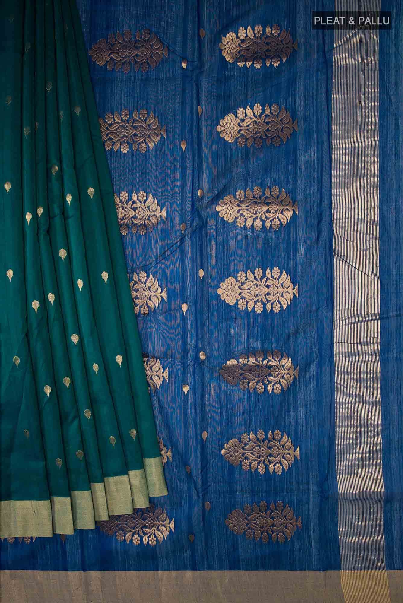 Peacock Blue Chanderi Silk Cotton Saree