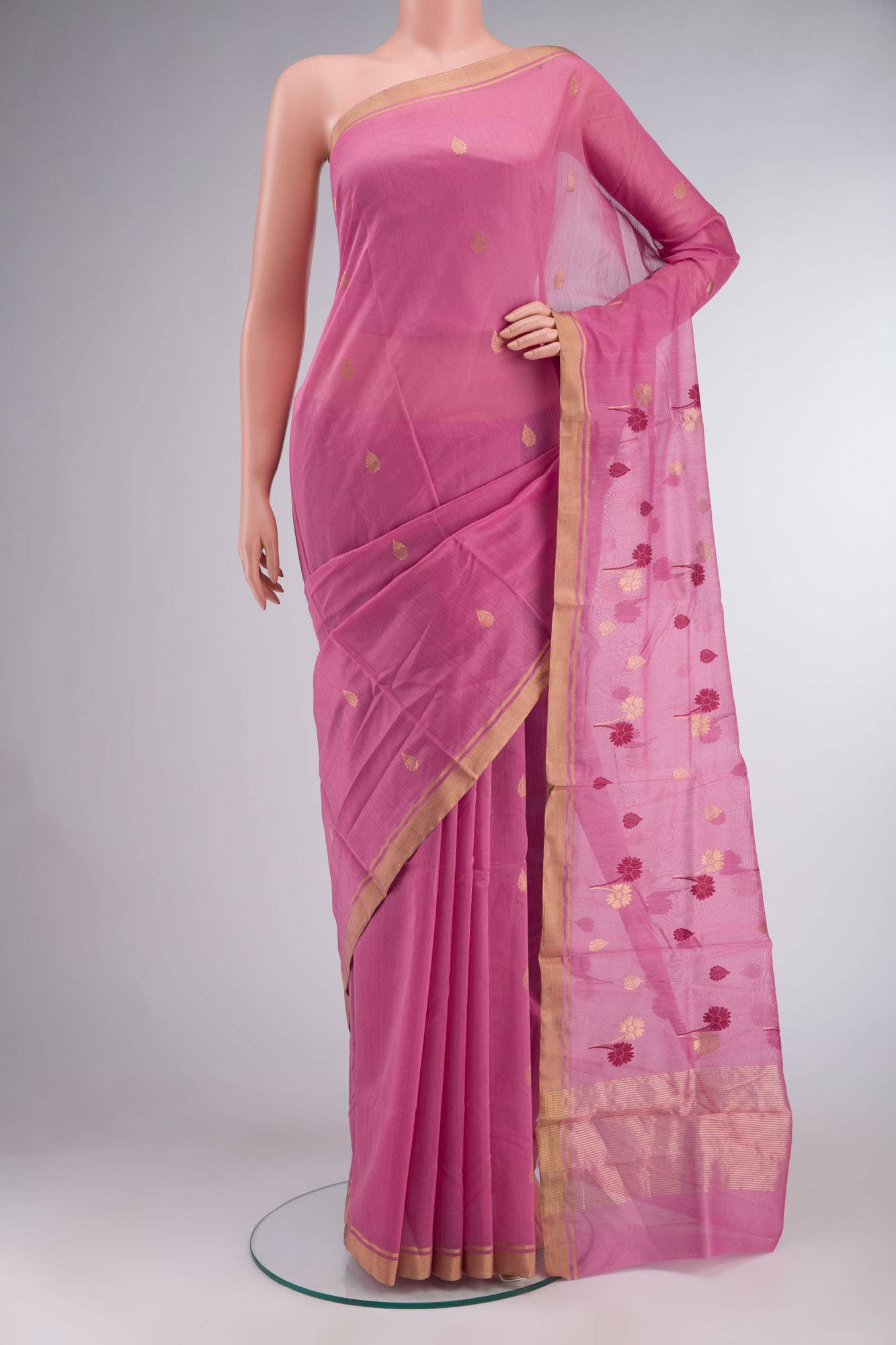 Pink Chanderi Silk Cotton Saree