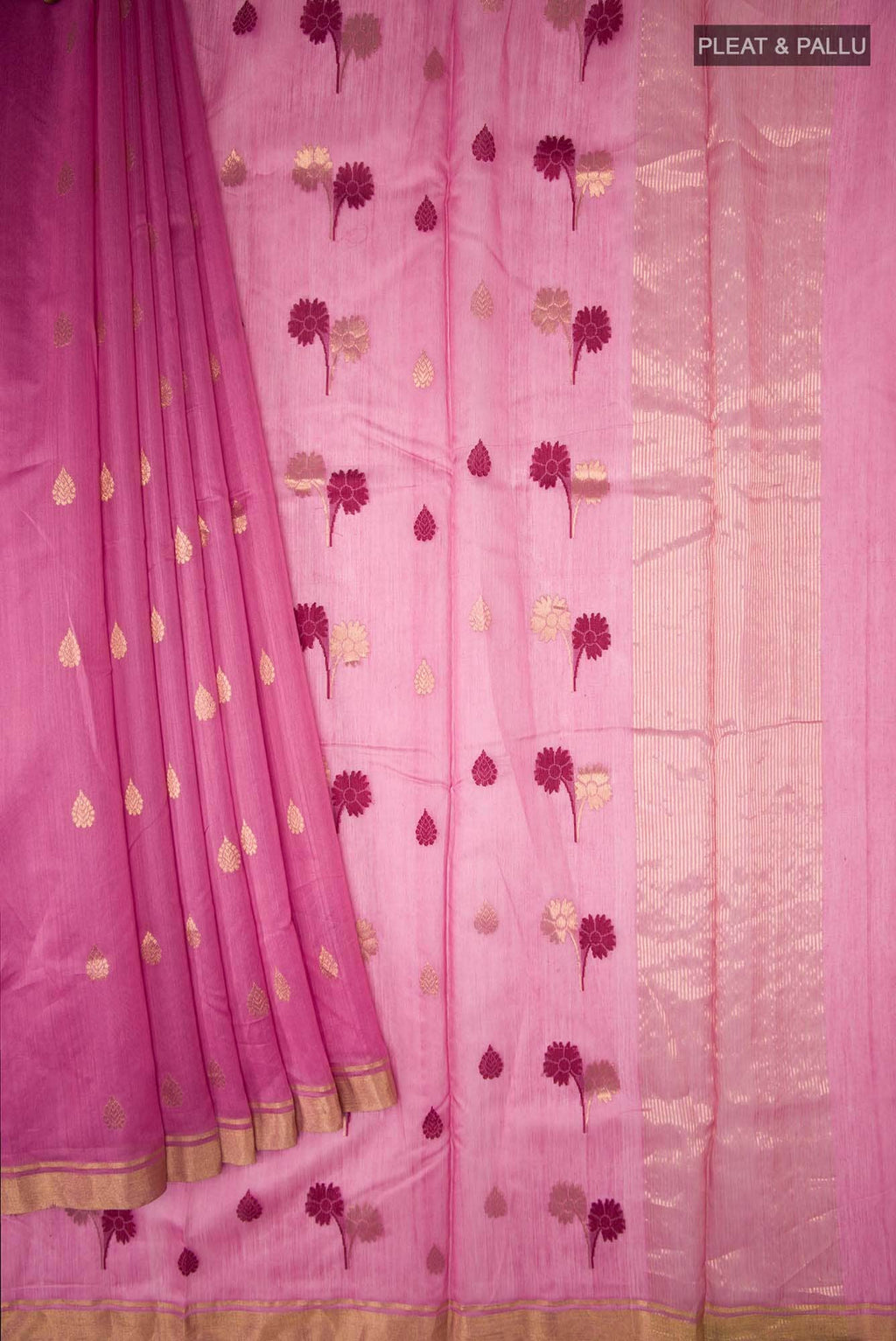 Pink Chanderi Silk Cotton Saree