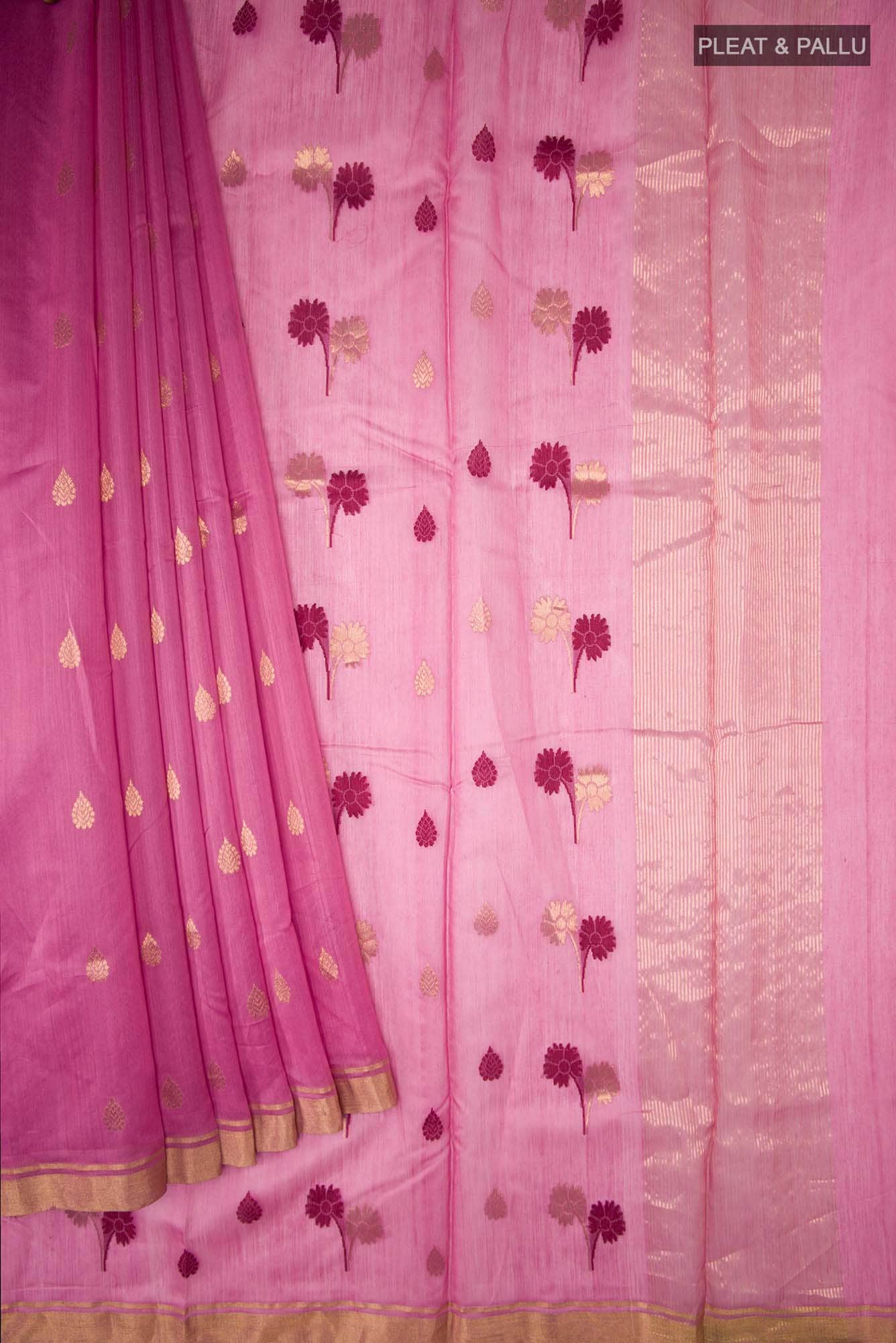 Pink Chanderi Silk Cotton Saree