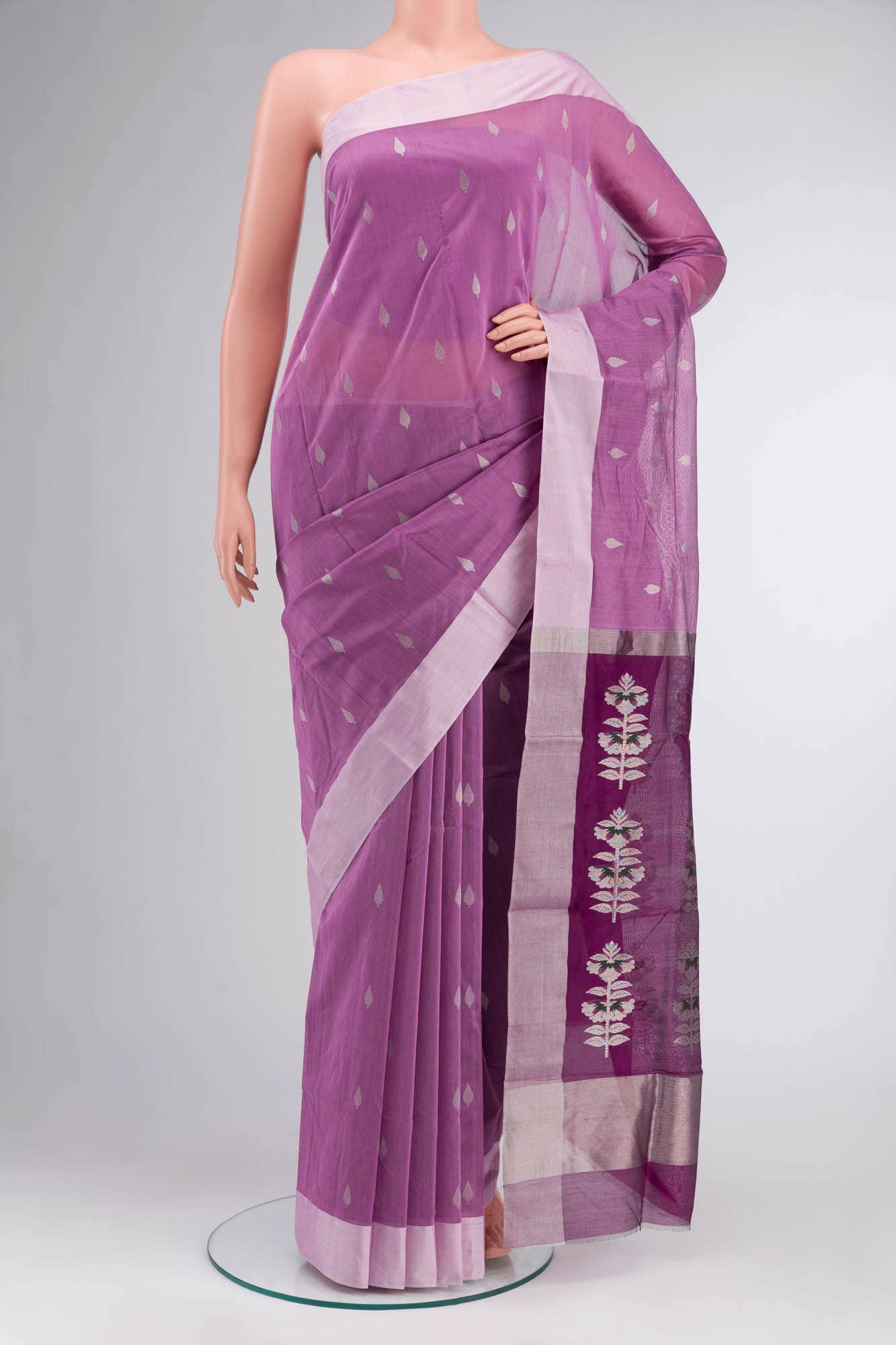 Purple Chanderi Silk Cotton Saree