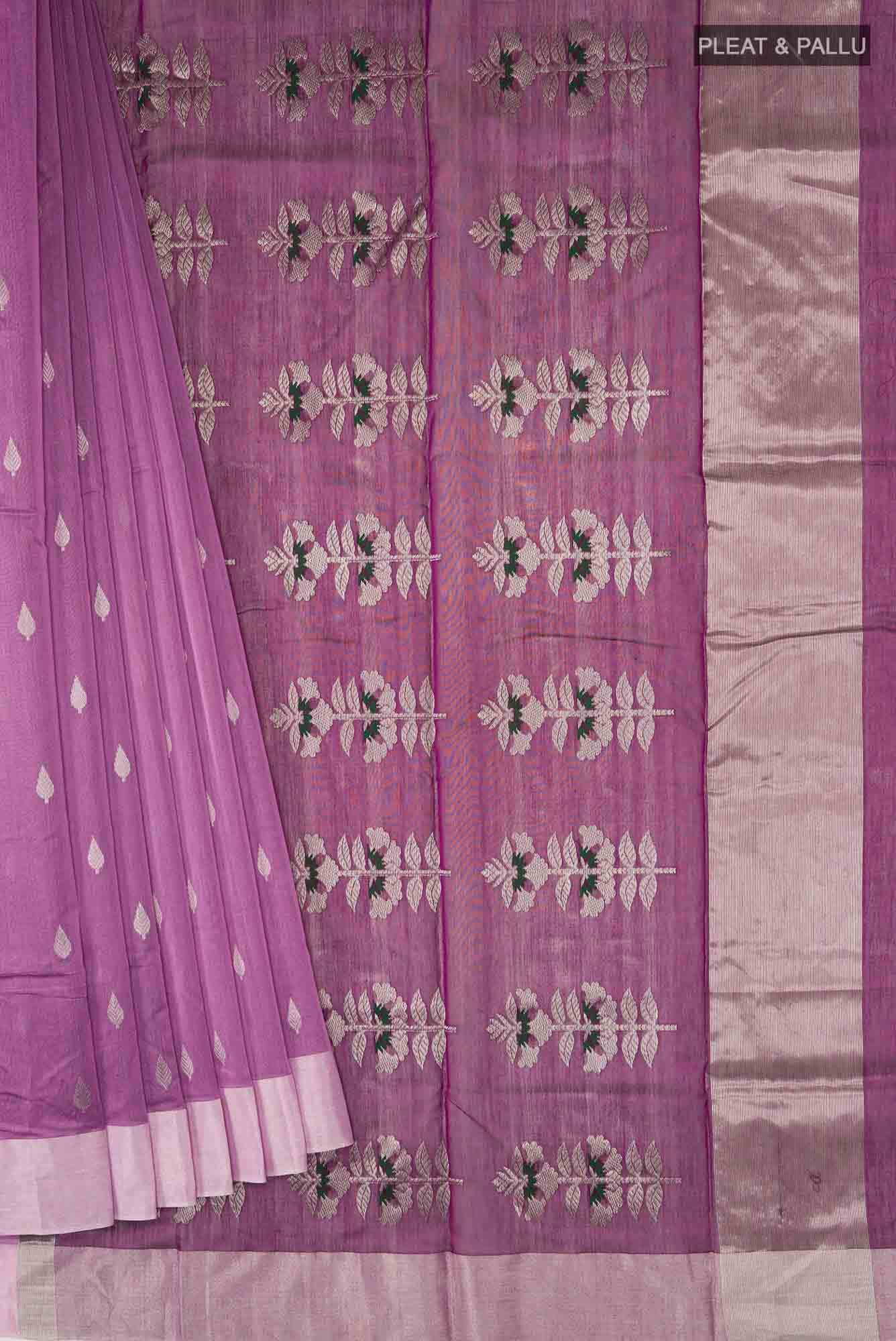 Purple Chanderi Silk Cotton Saree