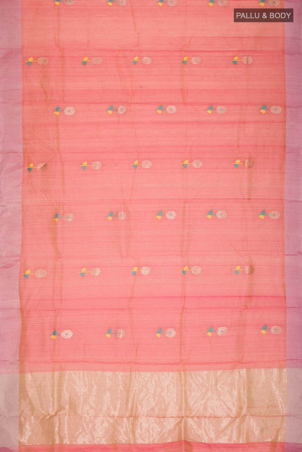 Pink with Yellow Dual Tone Chanderi Silk Cotton Saree