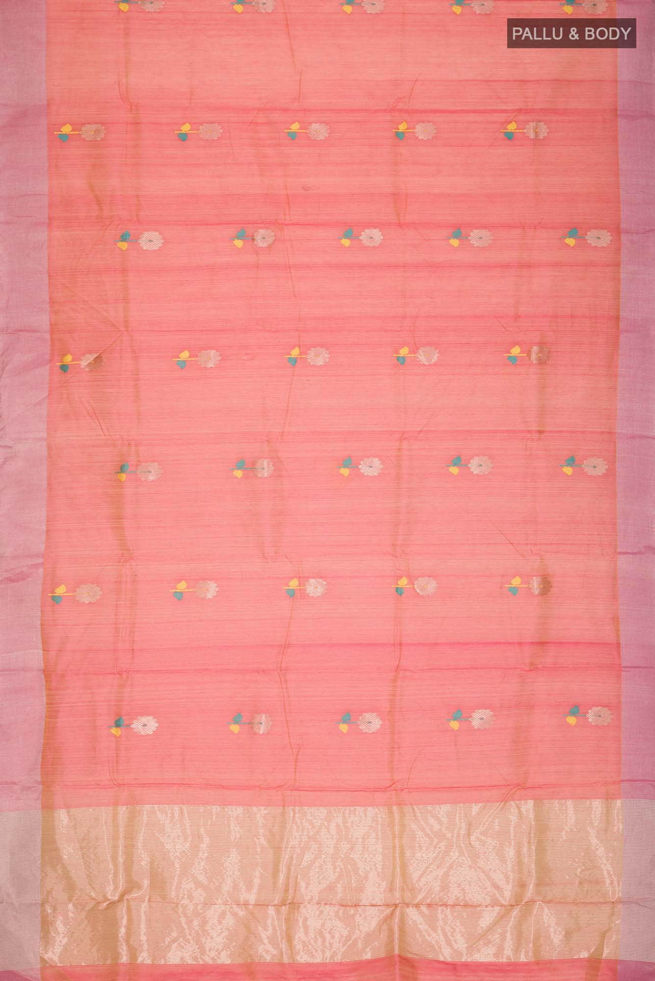 Pink with Yellow Dual Tone Chanderi Silk Cotton Saree