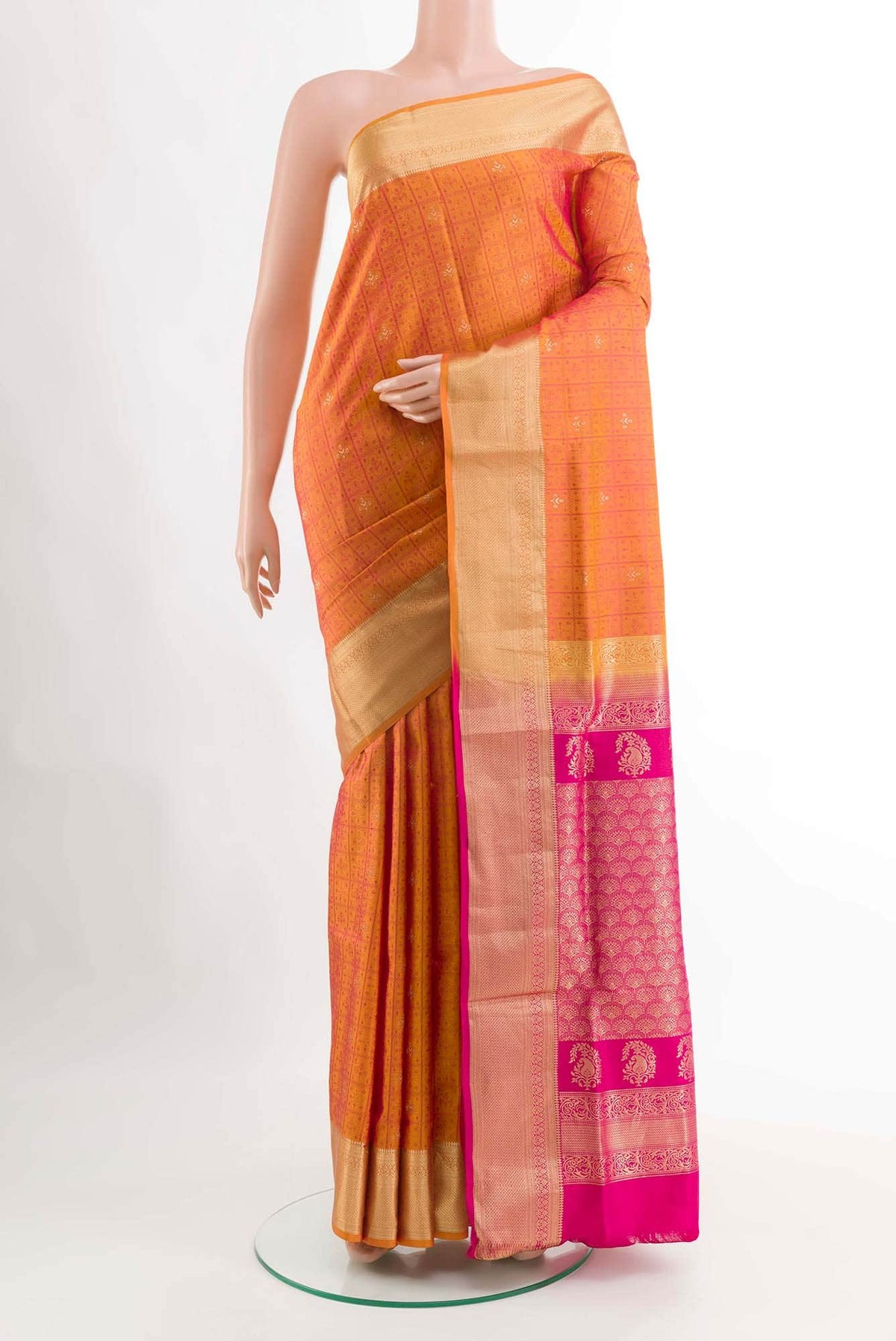 Brick Orange Soft Silk Saree