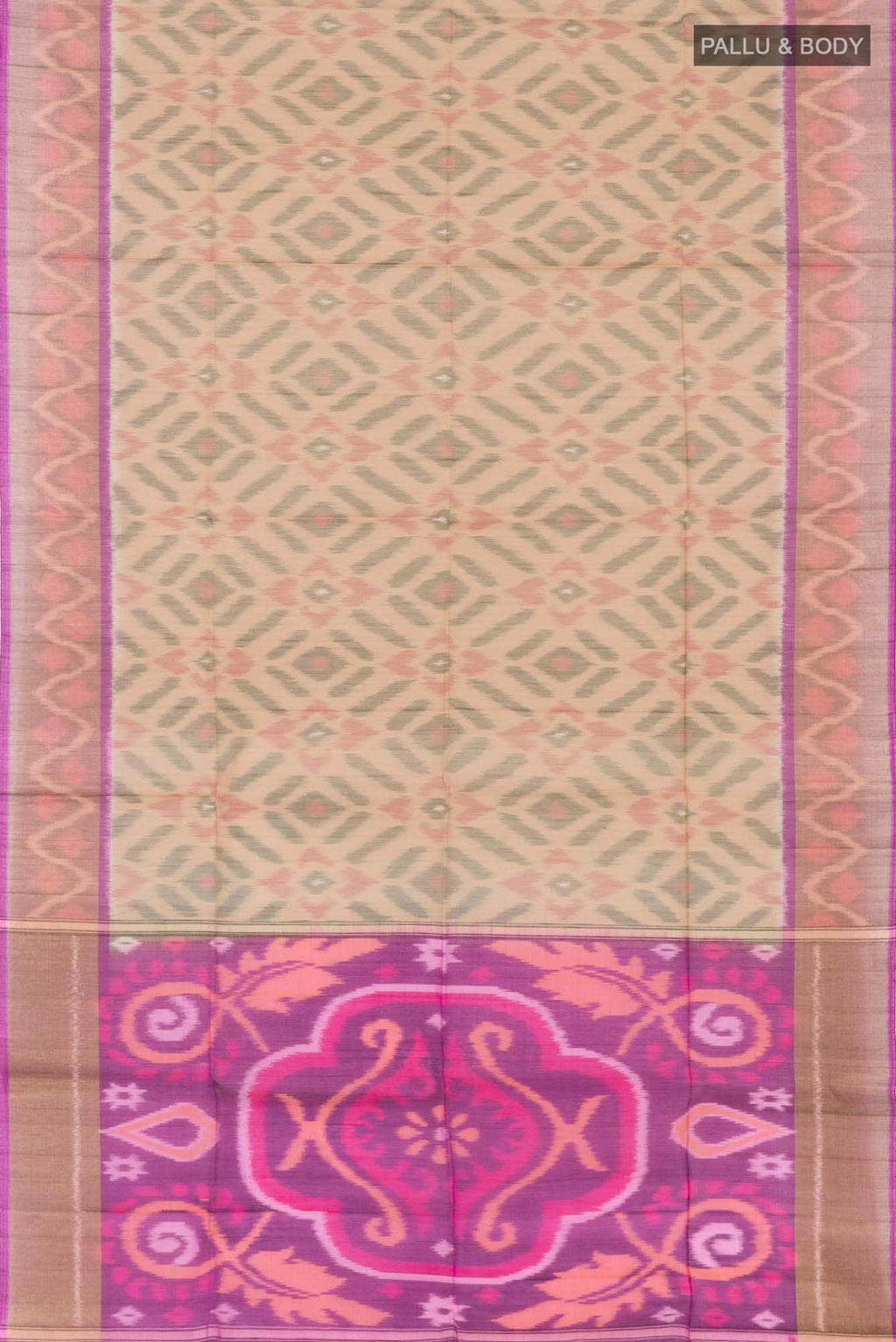 Dark Beige Blended Kora Cotton Saree