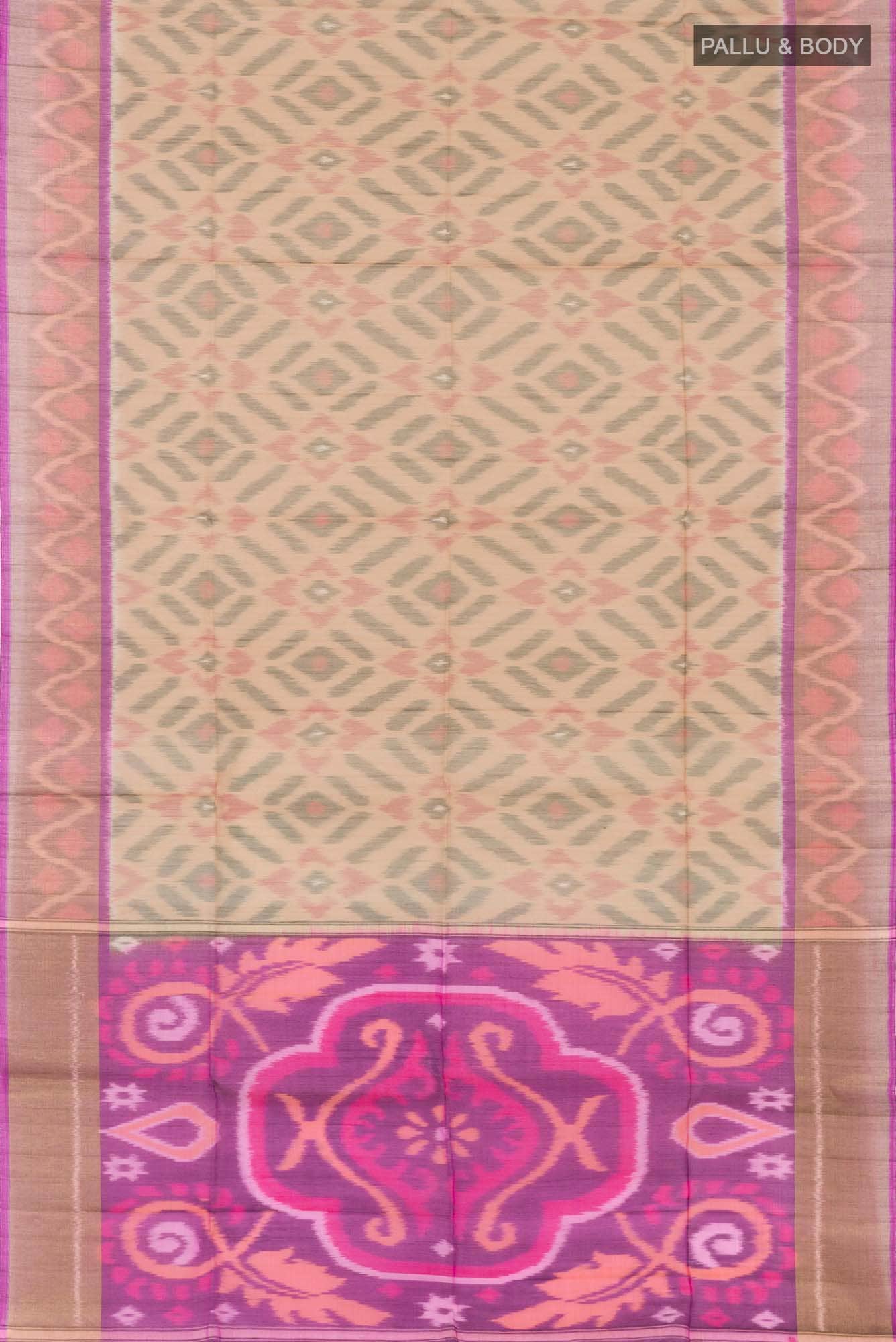 Dark Beige Blended Kora Cotton Saree