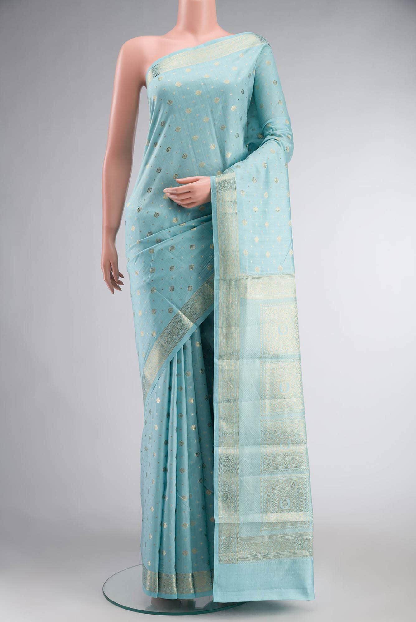 Blue Banarasi Raw Silk Saree